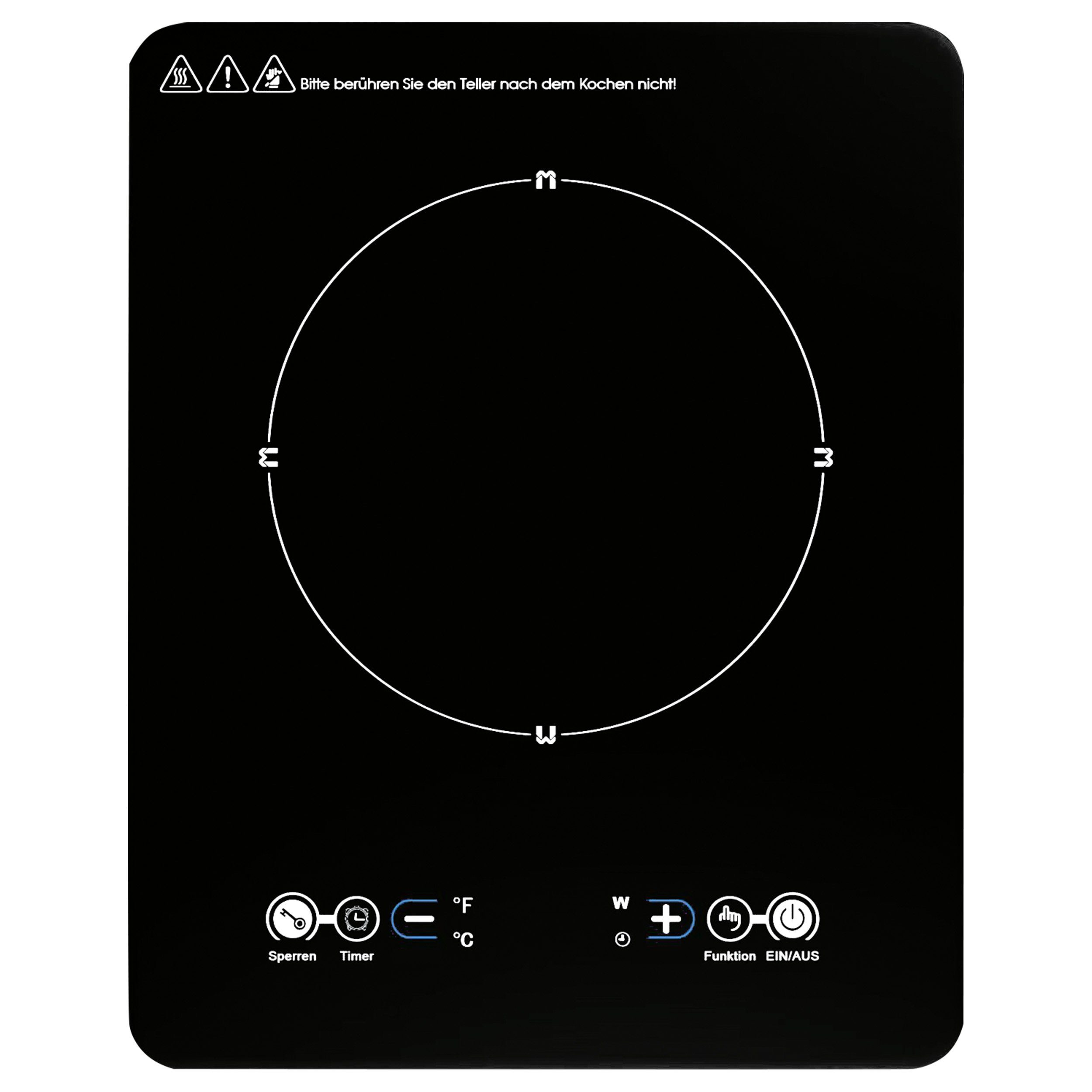 Einzel-Induktionskochplatte Induktionsplatte 1800 Watt 9 Leistungsstufen - Sensor Touch