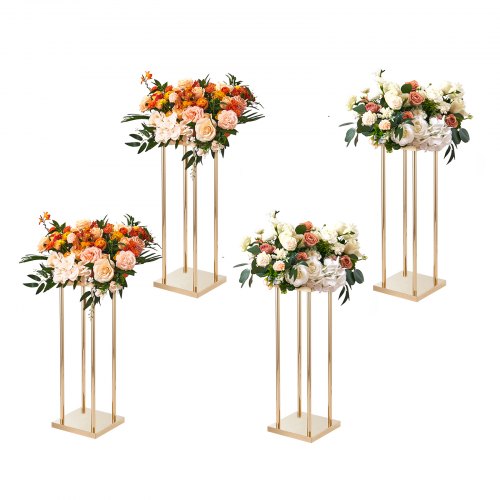 VEVOR 4er-Set Blumenhocker Eckig 20x20x60cm Blumenständer Eisen Beistelltisch Modern Blumensäule Gold-Galvanisierung Pflanzenhocker Pflanzenständer Metallständer für Dekoration von Bars Hotels Cafés