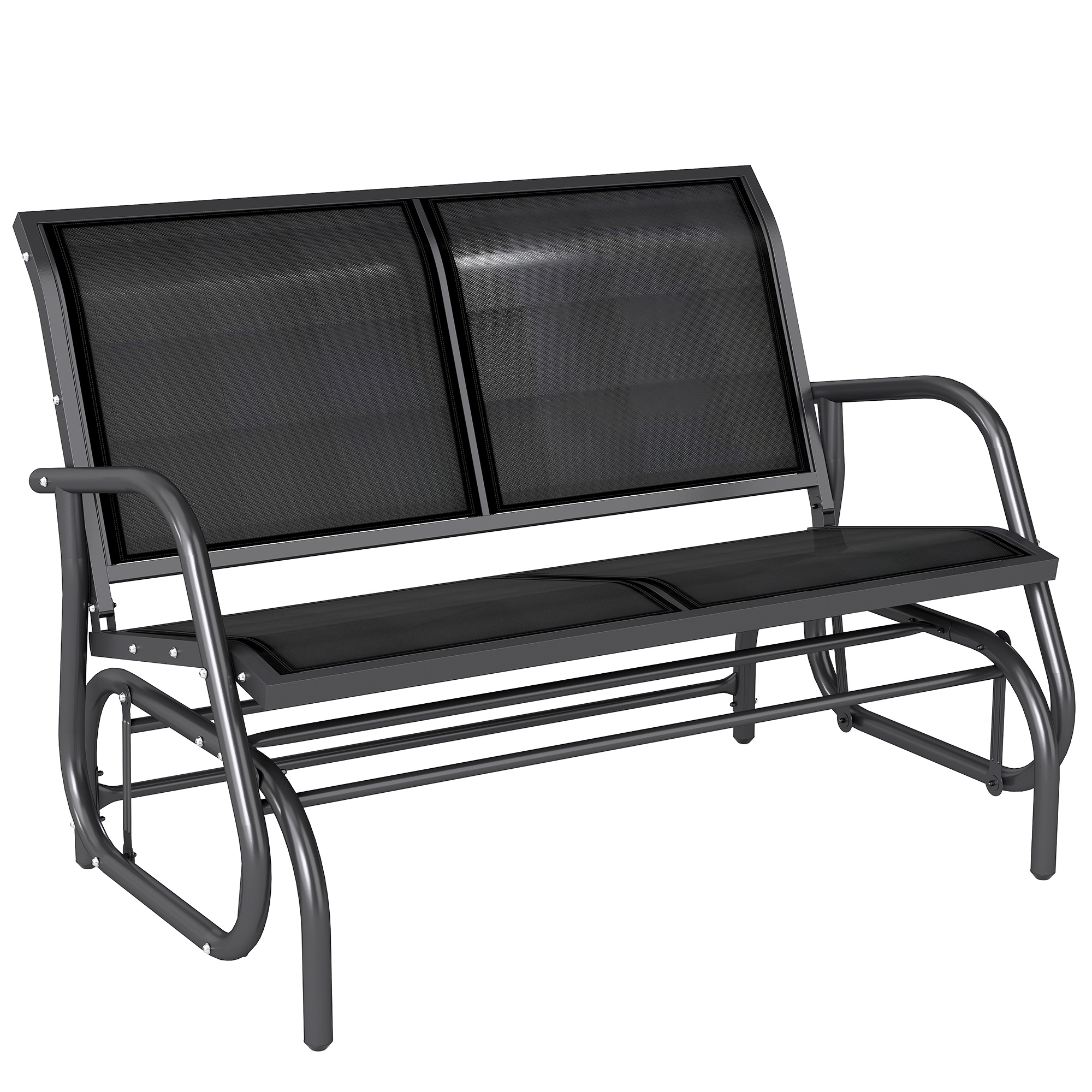 Outsunny -Sitzer Schaukelstuhl Gartenbank mit Schaukelmechanismus bis 200 kg belastbar 120 x 70 x 85 cm Schwarz
