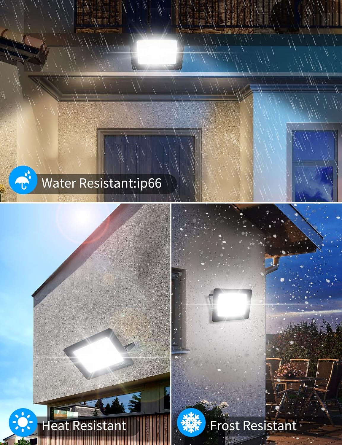 LED Strahler Außen 100W, 10000LM Superhell Scheiwerfer Flutlicht, 6000K Kaltweiß IP66 Wasserfest Außenstrahler für Hinterhof, Auffahrt, Türen, Garage, Flur, Garten