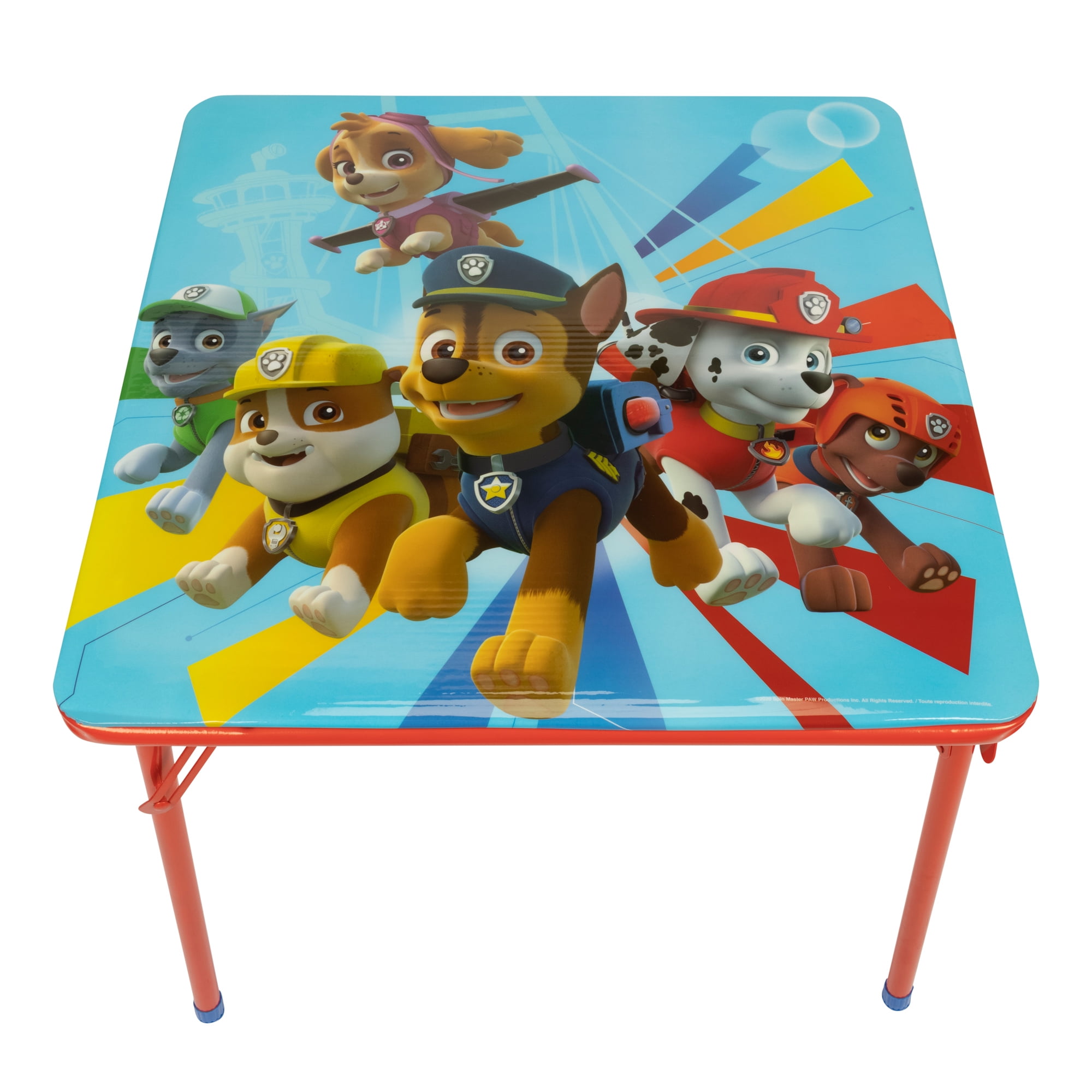 Paw Patrol Kids Activity Table and Chairs Set, Red, Ages 3 7, Comfortable Cushions, Washable Surface
