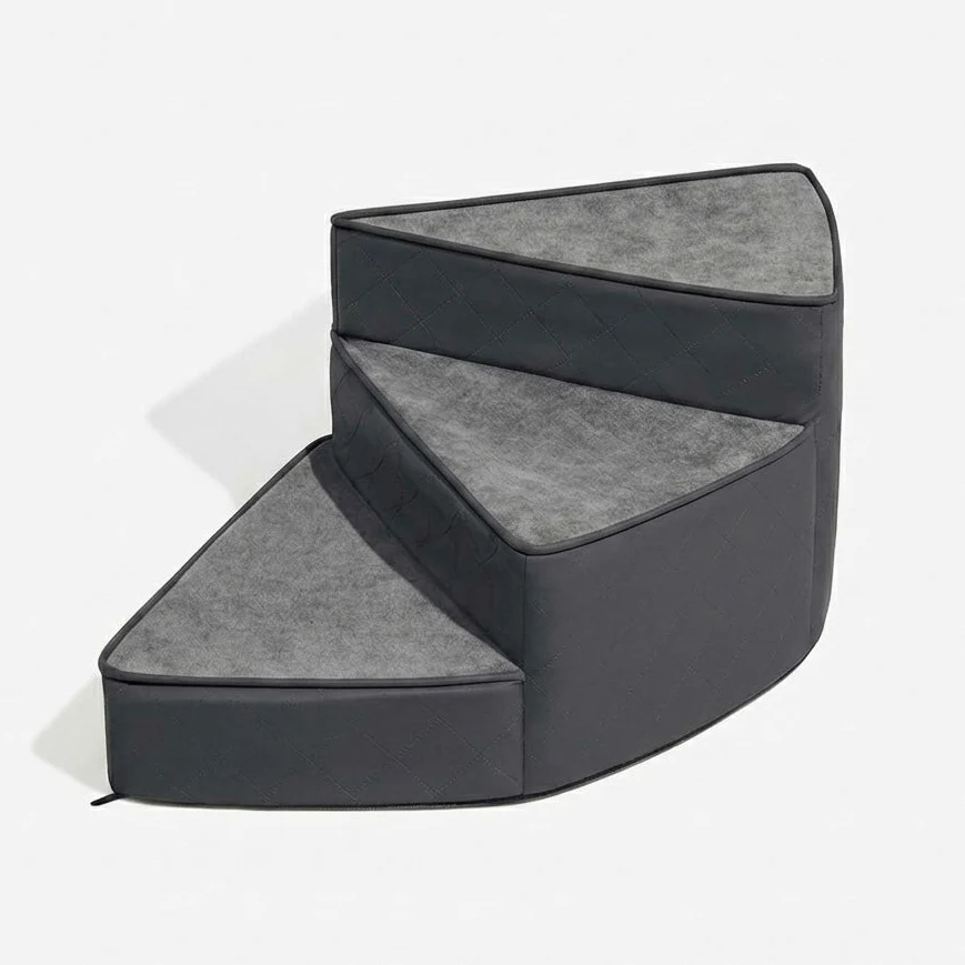 Spiral Dog Stairs �C Water-Repellent Faux Leather & Joint-Friendly Sponge