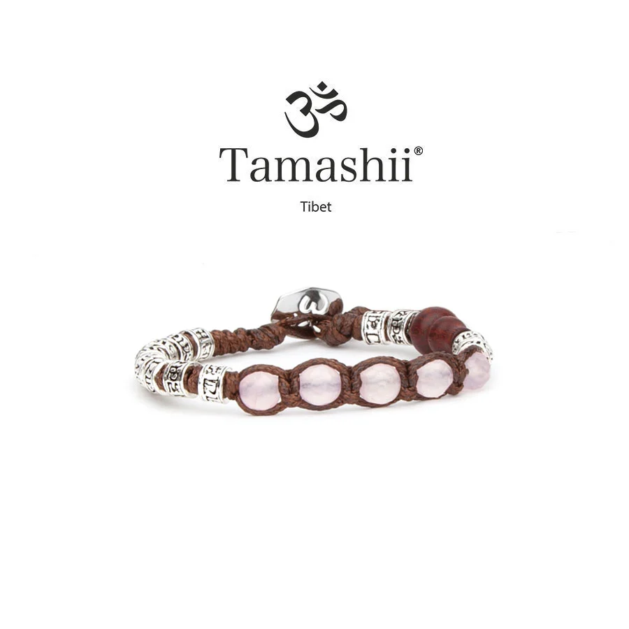 Bracciale Tamashii barilotti in argento e quarzo rosa sfaccettato BHS924-S4-33