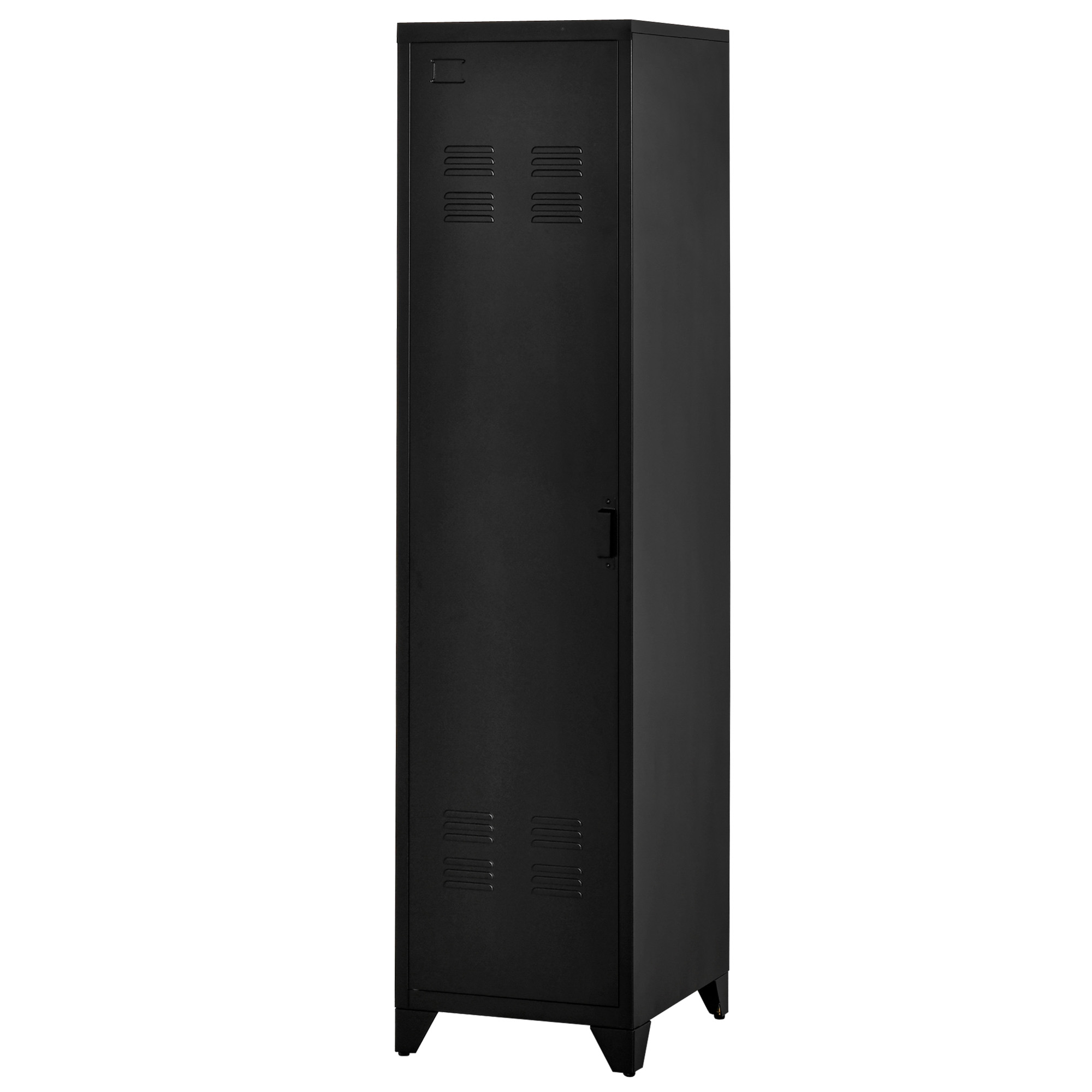 HOMCOM Kompakter Metallschrank im Industriestil mit 3 Regalen, 1 Stange 43B x 50T x 180H cm