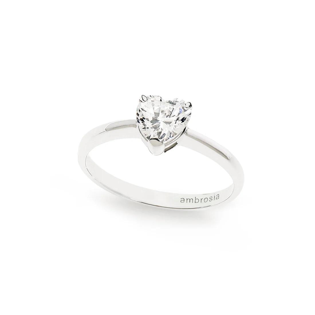 Solitario Ambrosia Gioielli in oro bianco e cuore AAZ 072