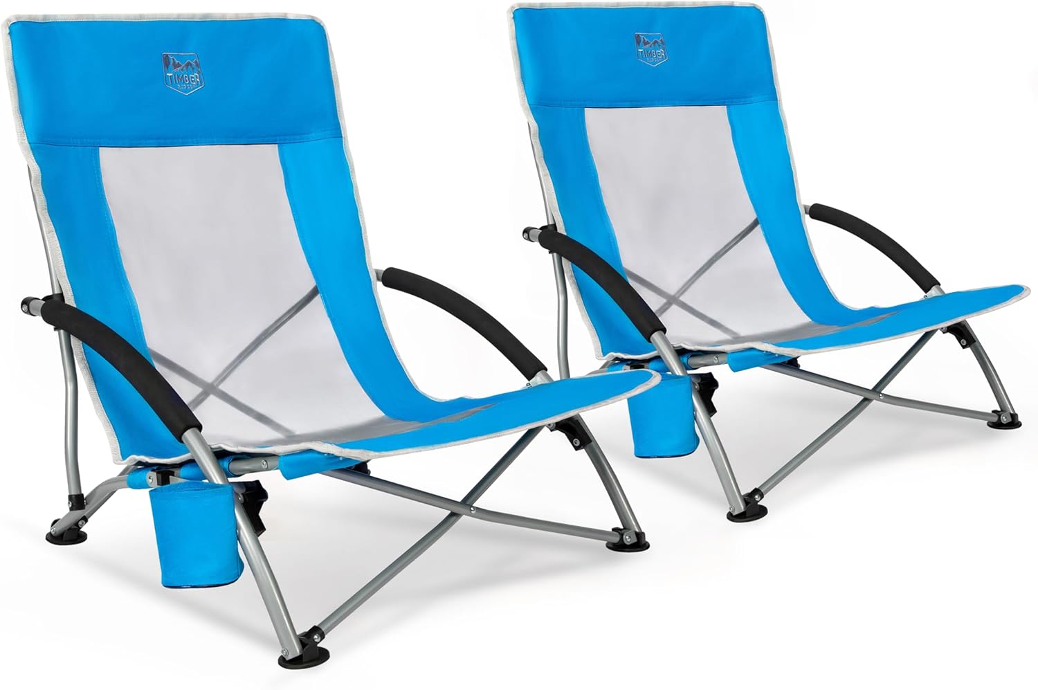 TIMBER RIDGE Sedia da Spiaggia Pieghevole Portatile con Basso Seduta, da Pescatore e Campeggio con Schienale Alto Mesh Ultraleggero