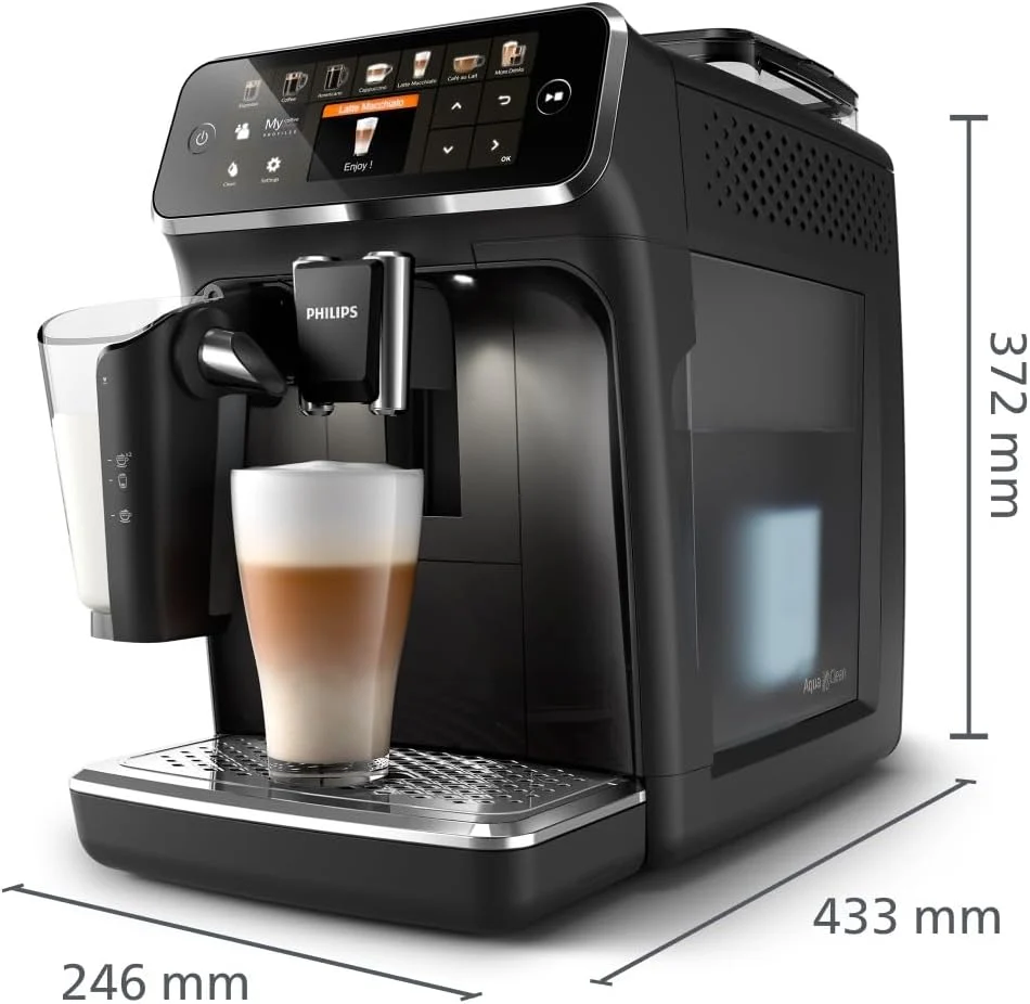 Philips Kaffeevollautomat Serie 5400 – Genießen Sie 12 Getränke, schnell reinigendes LatteGo, intuitives TFT-Display, anpassbare Kaffeeeinstellungen, erstklassiges Küchendesign (EP5441/50)