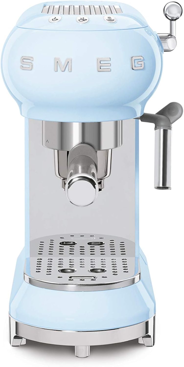 Smeg, ECF01PGEU Manual Espresso-Kaffeemaschine, Cappuccino -System, Thermoblock, groe Tassengehuse und Doppelkaffeefunktion, 1 l Wassertank, kompakte Abmessungen, 1350W, Pastellgrün