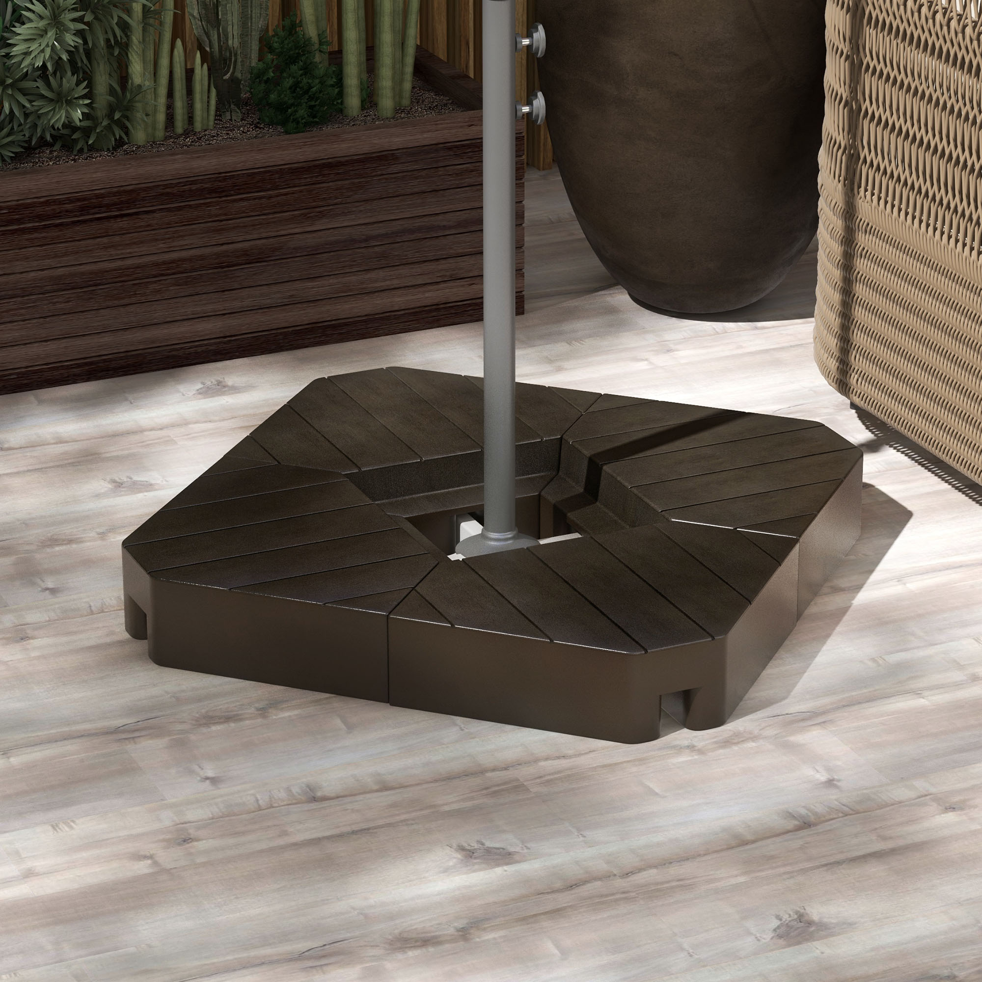 Outsunny Set mit 4 quadratischen Standplatten für Sonnenschirme mit Kreuzfuß - zum Befüllen mit Wasser oder Sand bis zu 60/80 kg