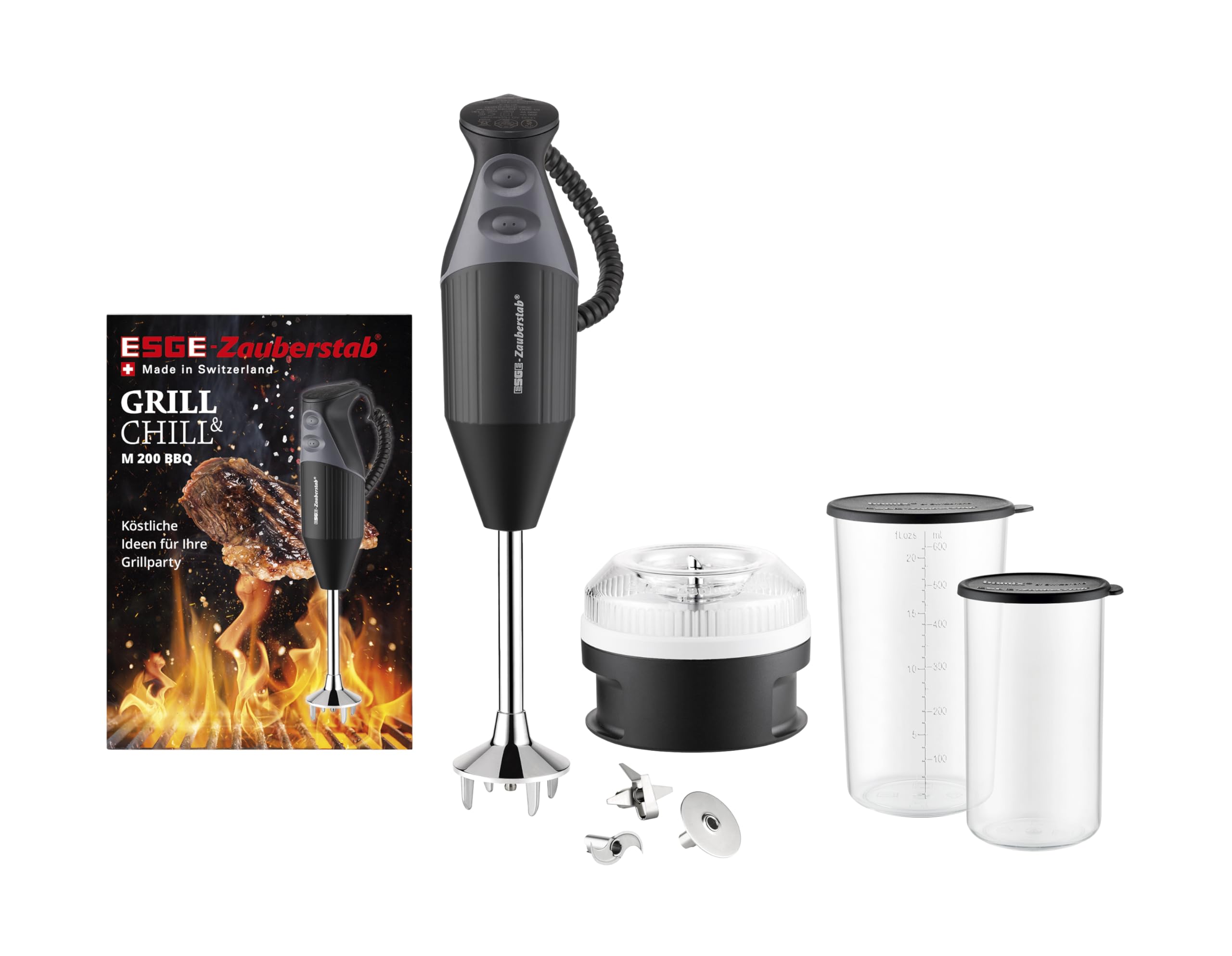 Stabmixer M 200 BBQ mit Zubehör-Set, 200 W, 2 Stufen bis 17.000 U/Min, für bis zu 10 l