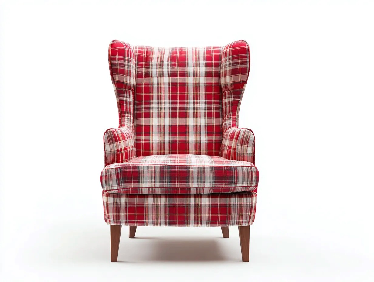Stoffsessel-Stoff-Holz-89x83x105 cm-rot-weiß-Klassischer Ohrensessel Stil