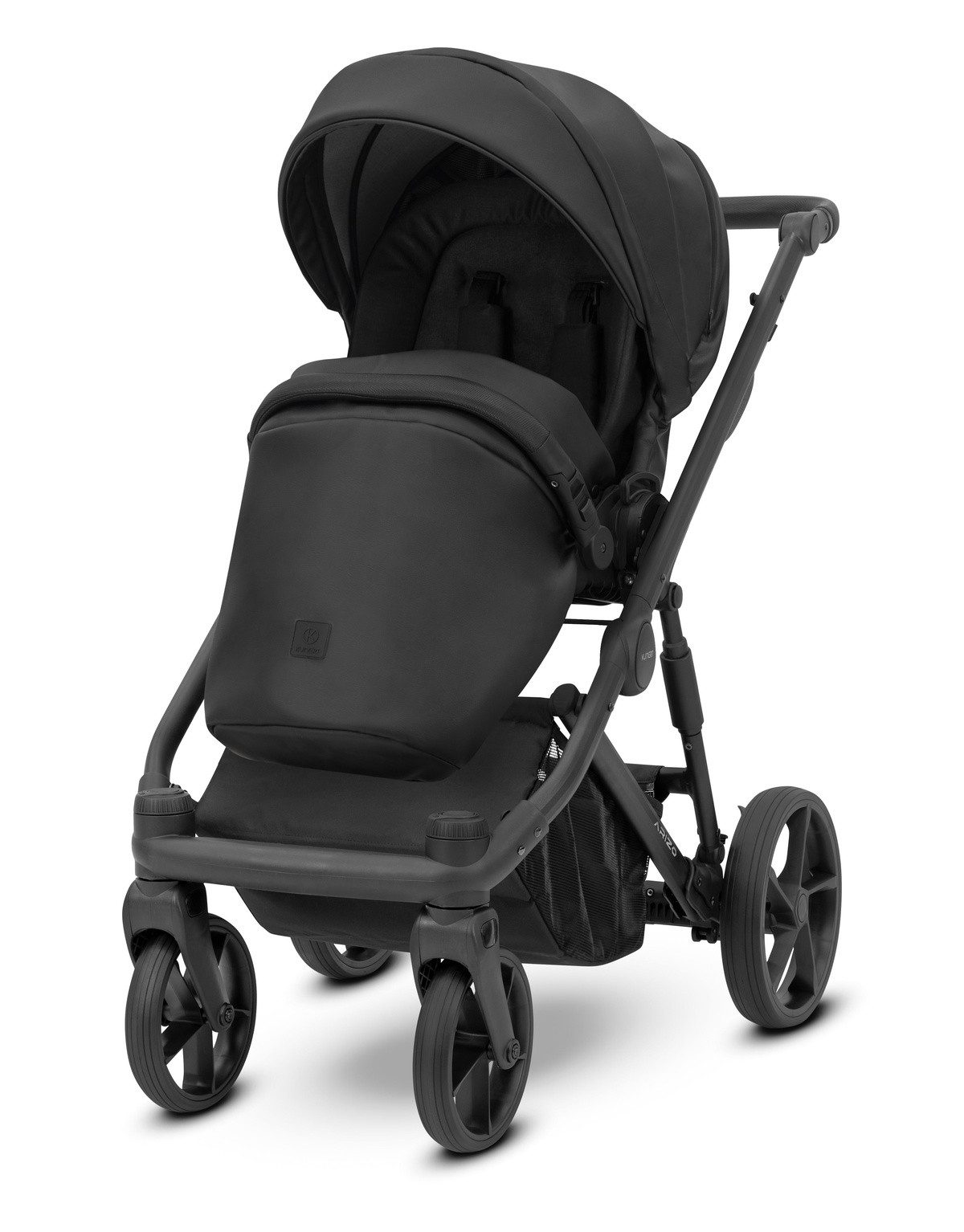 Kombi-Kinderwagen ARIZO 3 in1 Öko-Leder Kinderwagen mit schwarzem Gestell inkl. Zubehör