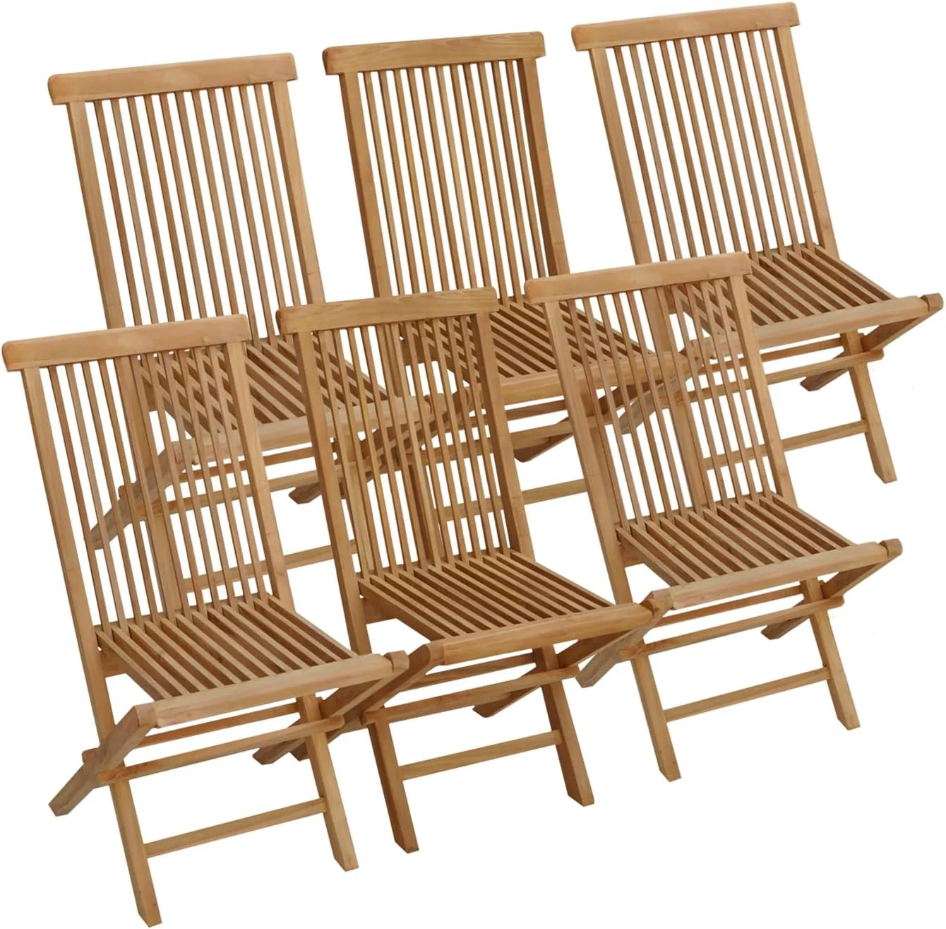 Happy Garden Esszimmerstuhl, Holz, 6er Set klappbaren Gartenstühlen aus Teak Lombok