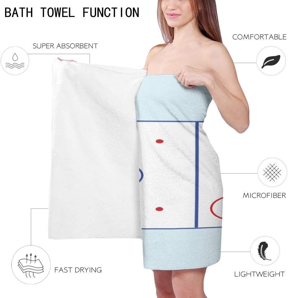 LiChA Ice Hockey Field Beach Towel Quick-Dry Microfiber Bathroom Bath Towels Yoga Mat Picnic Blanket