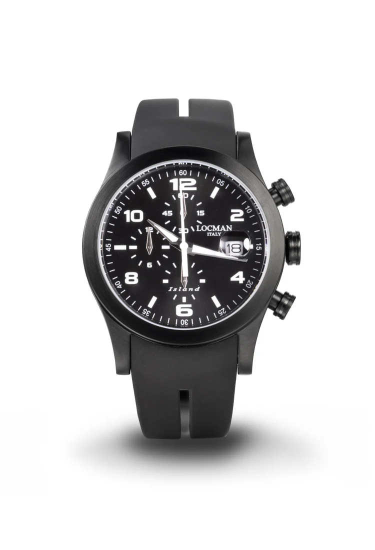 Orologio Locman Island Crono PVD nero silicone 0618K01S-BKBKWHSK