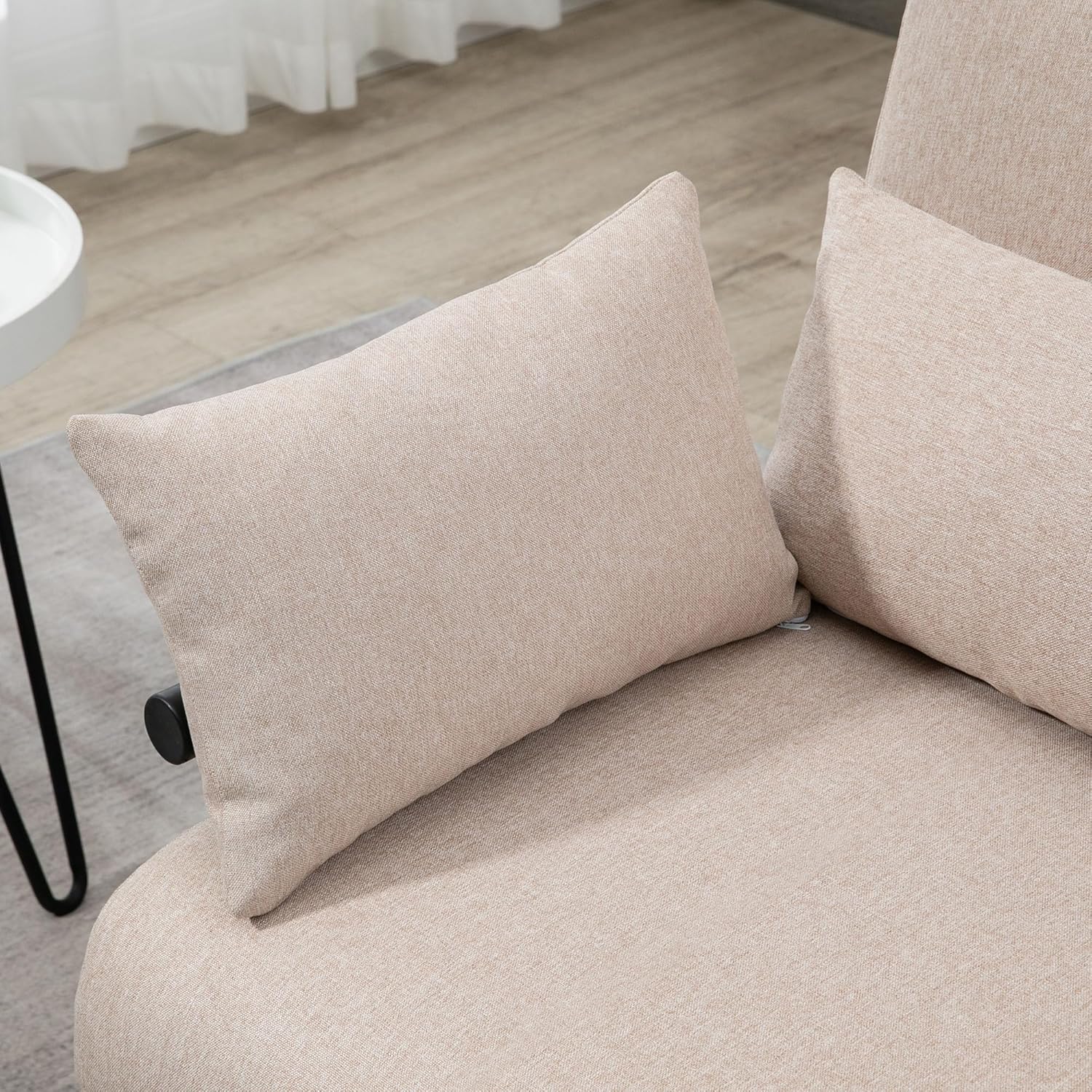 HOMCOM Divano Letto 2 Posti 3 in 1 Convertibile in Poltrona Reclinabile con Schienale Regolabile e 4 Cuscini Imbottiti, 102x82x81 cm, Beige
