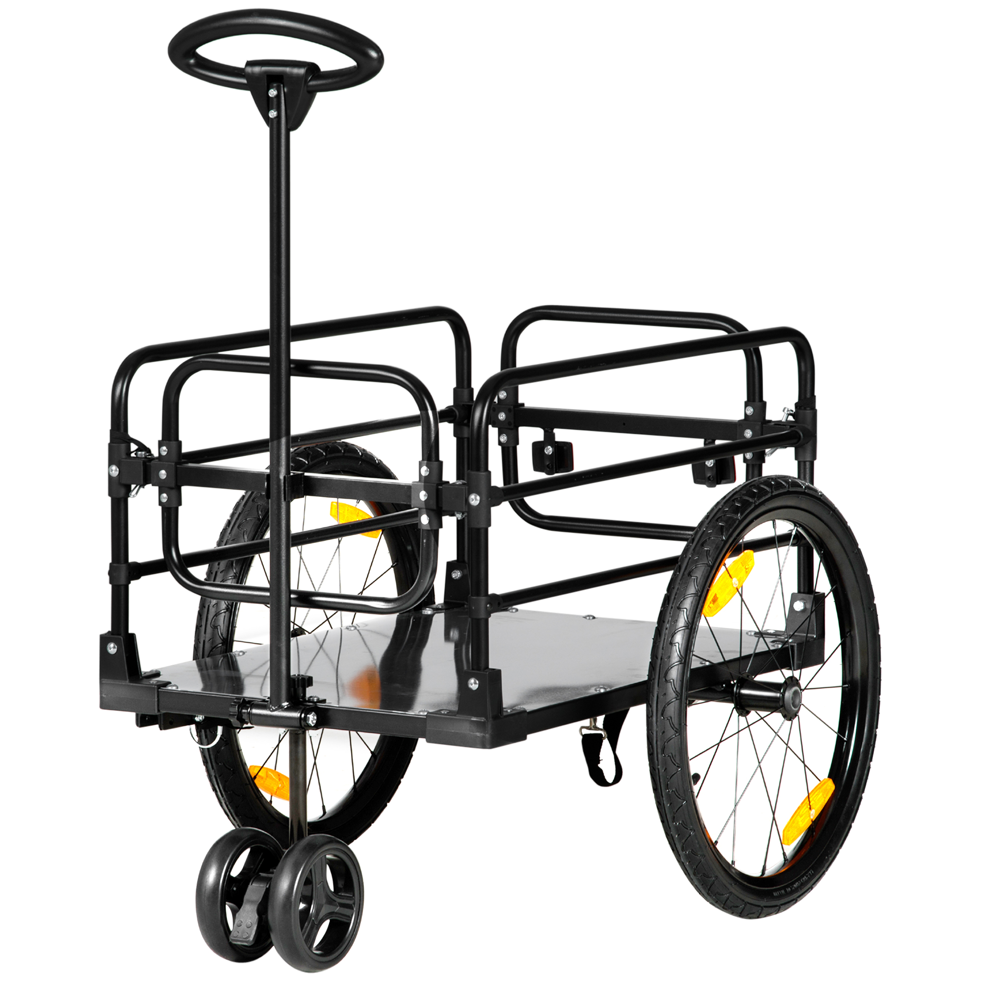 HOMCOM Lastenanhänger Bollerwagen 130 x 64 x 103 cm Stahl Schwarz+Gelb