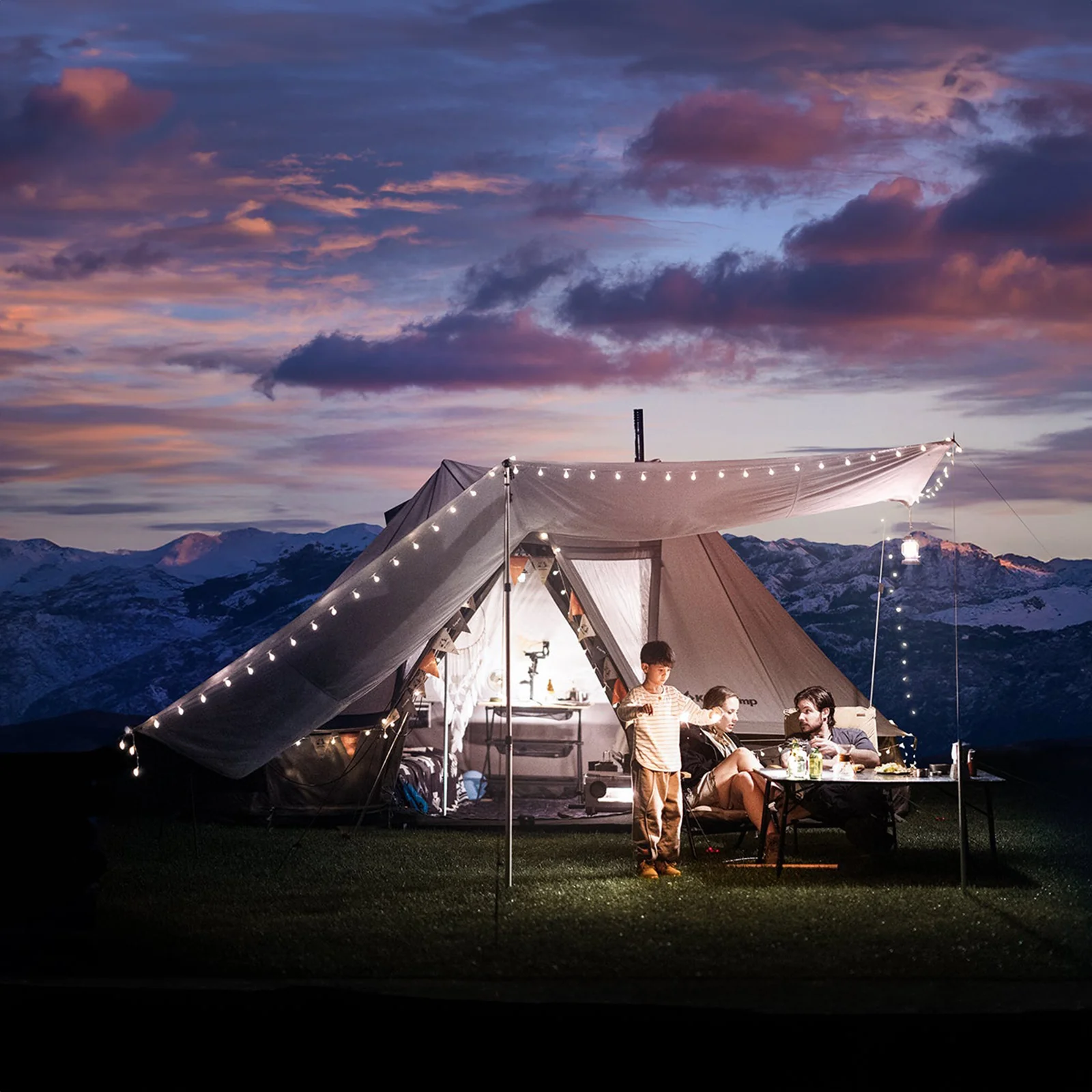 2025 KingCamp Khan Villa – Tenda di gruppo lussuosa per glamping con altezza interna di 240 cm, uscita per camino e pareti laterali in mesh per una ventilazione ottimale