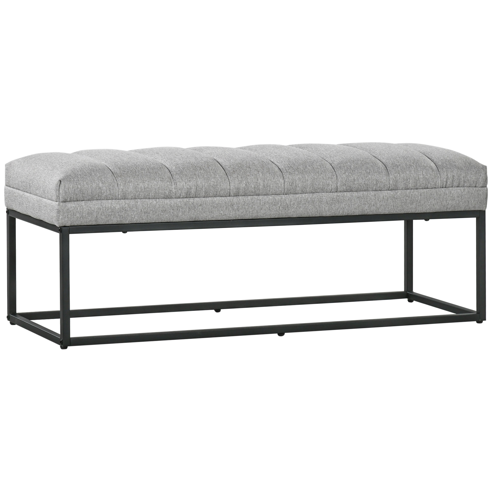 HOMCOM Sitzbank im Industrie-Design, Bettbank, Metallbeine, Rosa + Schwarz