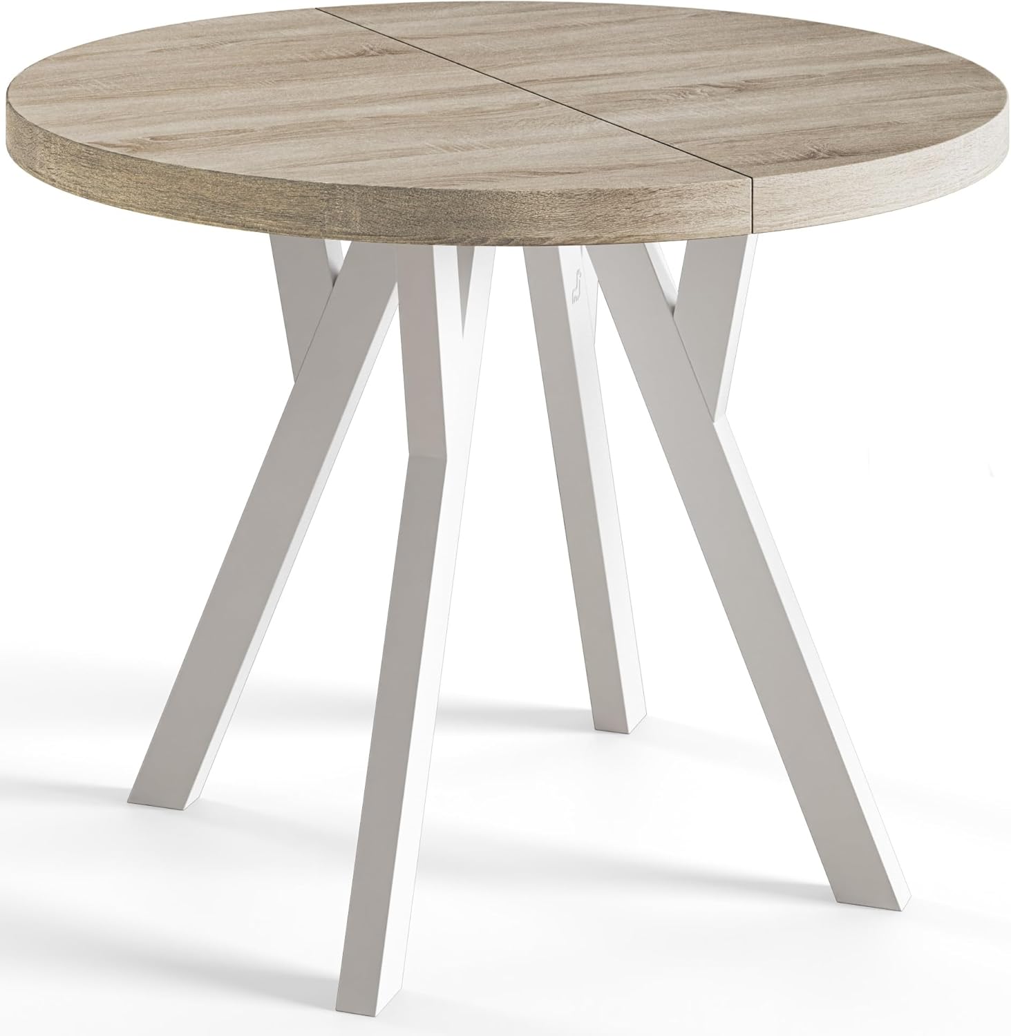 Tavolo pieghevole rotondo OVO – tavolo rotondo per sala pranzo per soggiorno – piano laminato 36 mm – Gambe solide – moderno per sala 80 cm a 130 cm Sonoma