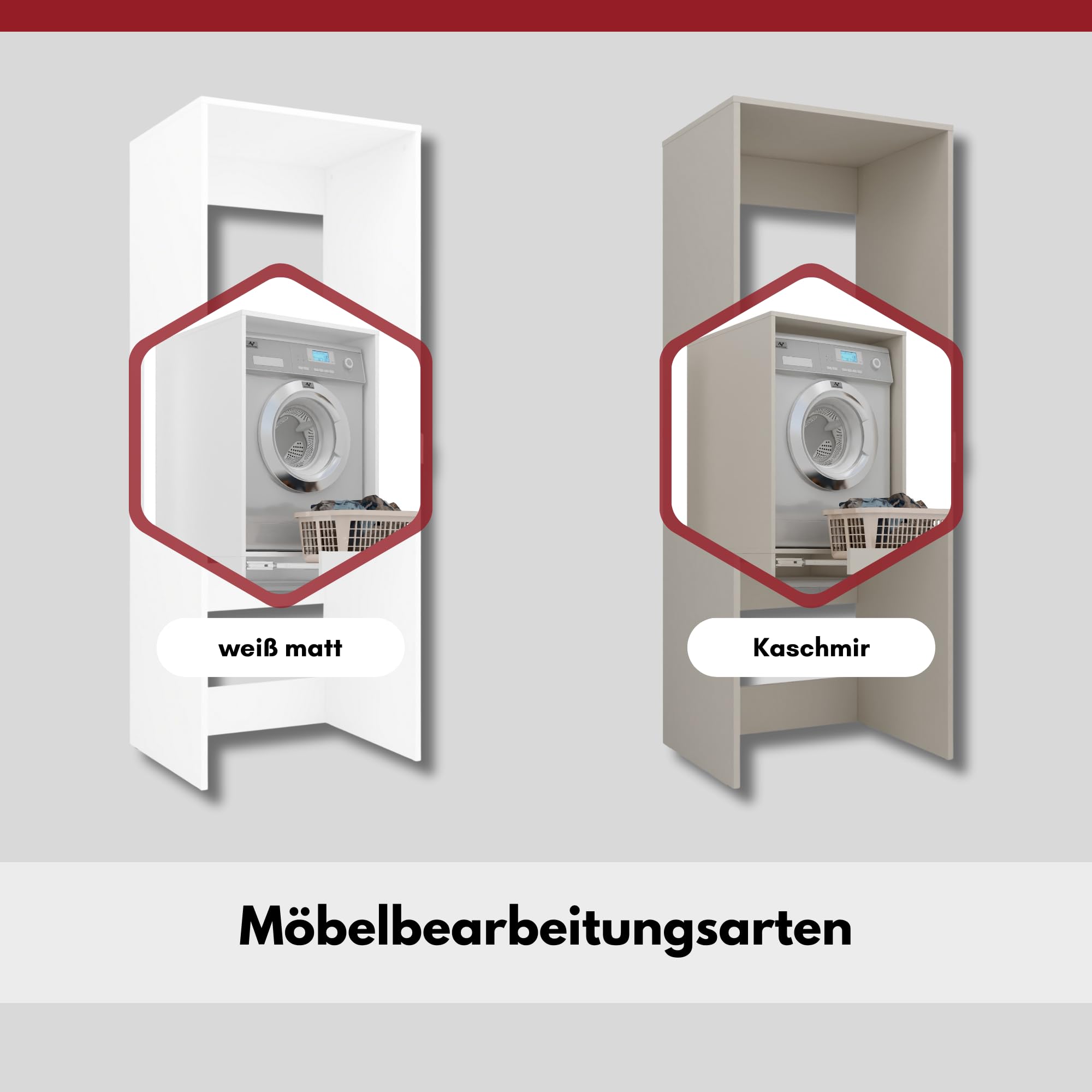 Waschmaschinenschrank für Waschmaschine und Trockner, 183,7x65x66 cm, mit ausziehbarem Regalboden und verstellbaren Standfüßen, Weiß