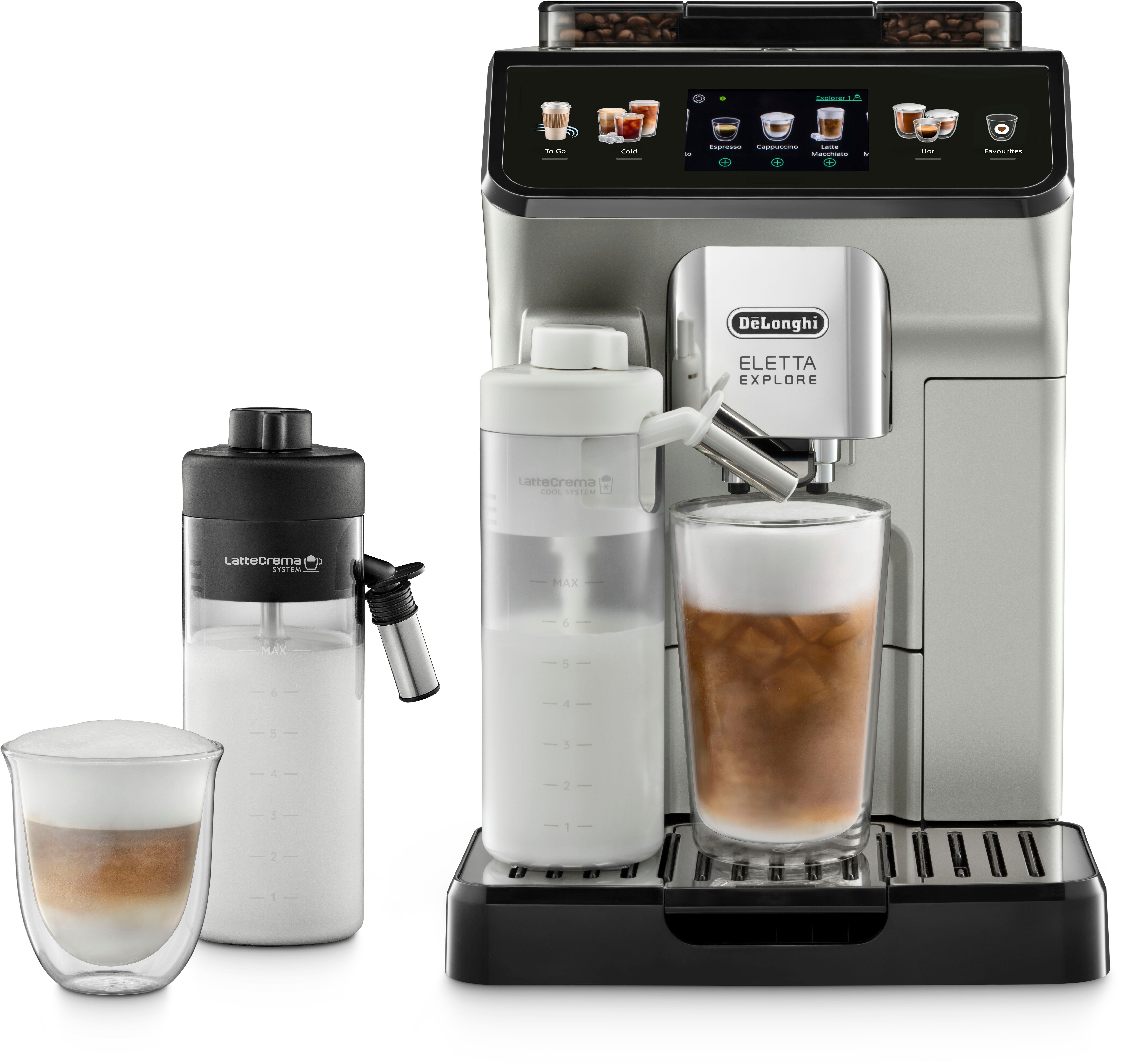Kaffeevollautomat Eletta Explore ECAM450.55.S - 40 Rezepte, heißer & kalter Milchschaum