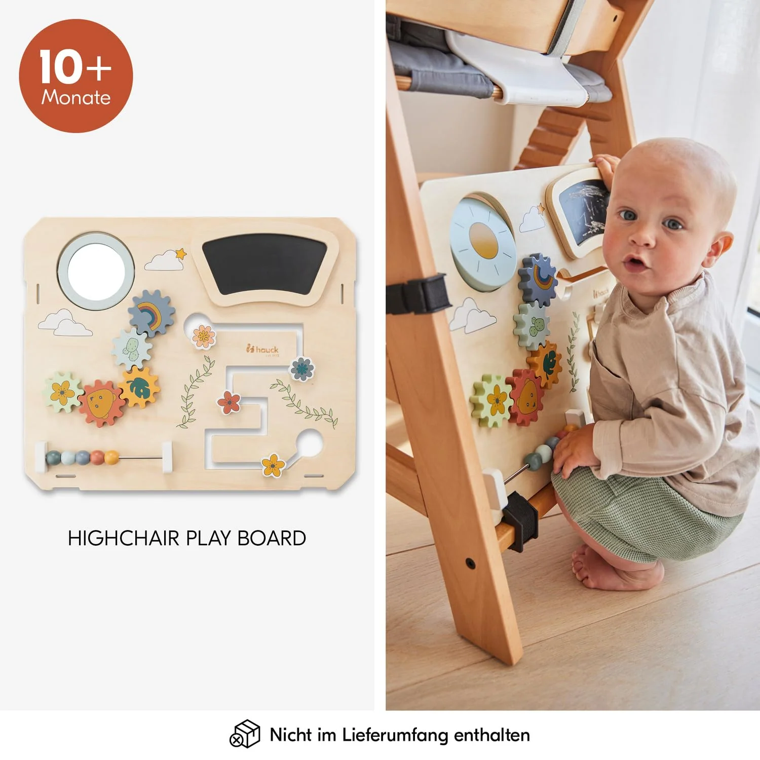 hauck Alpha Plus Hochstuhl aus Holz, mitwachsender Kinderhochstuhl mit 5-Punkt-Gurt und Schutzbügel