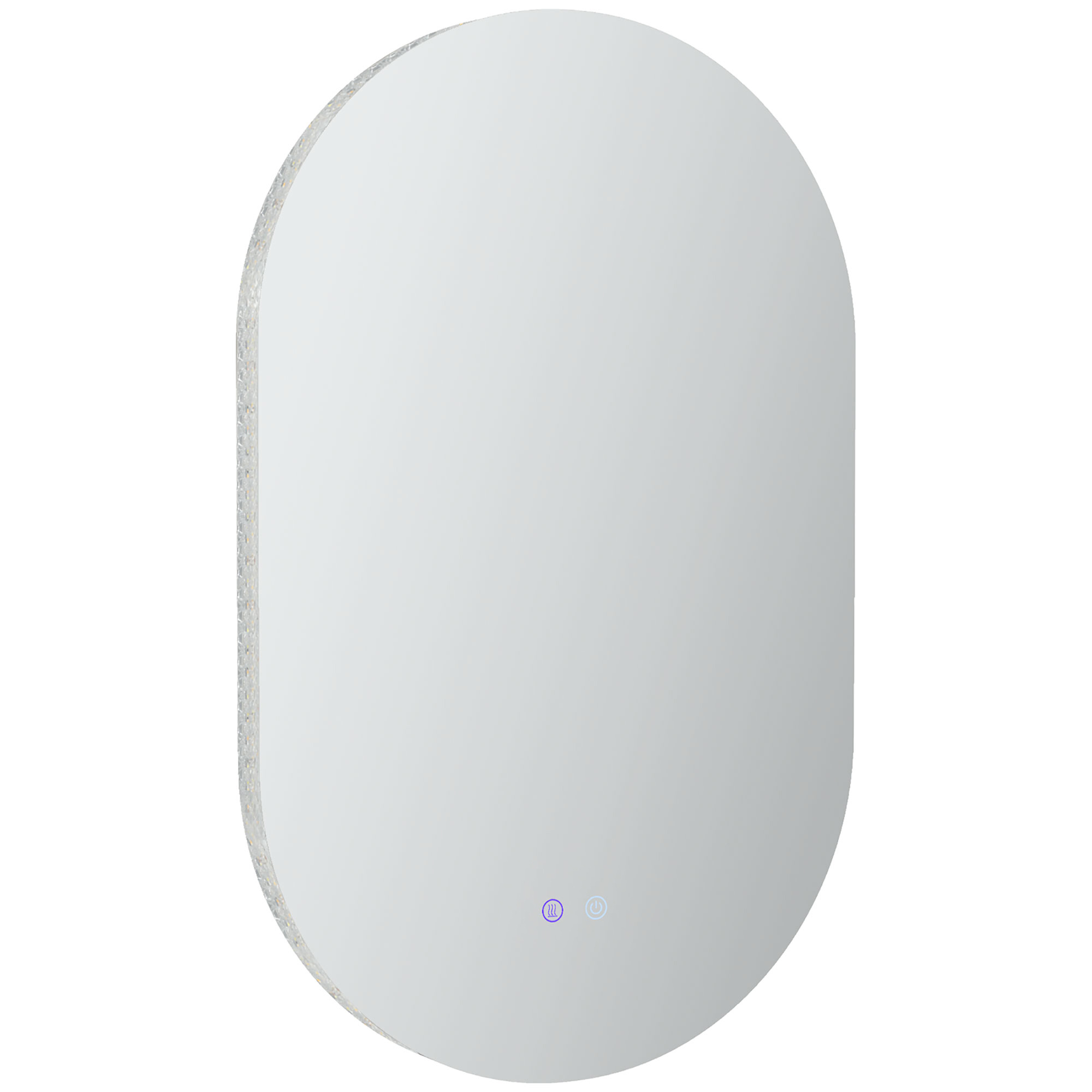 kleankin Ovaler wandmontierter LED-Badezimmerspiegel 91 x 61 cm 3 Farben einstellbare Helligkeit Touchschalter transparent