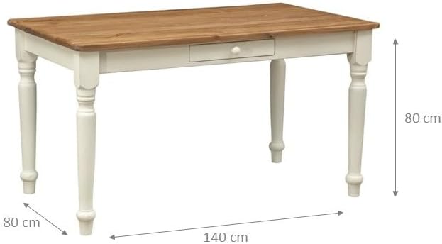 Biscottini Tavolo scrivania legno 140x80x80 cm - Tavolo cucina in massello di tiglio - Tavolo da pranzo per interni ed esterni - Tavolo legno massello con cassetto