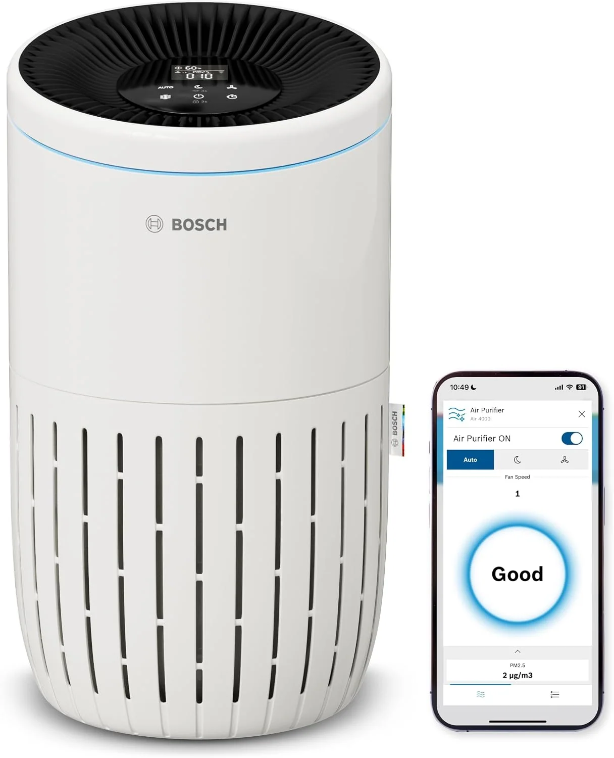 Bosch Air 4000i, Für Räume bis zu 62,5 m², App-gesteuerter Luftreiniger