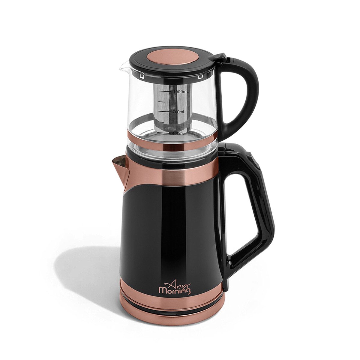 Wasserkocher Any Morning Edelstahl-Teekocher – 2 l Wasserkocher mit Glaskanne & LED