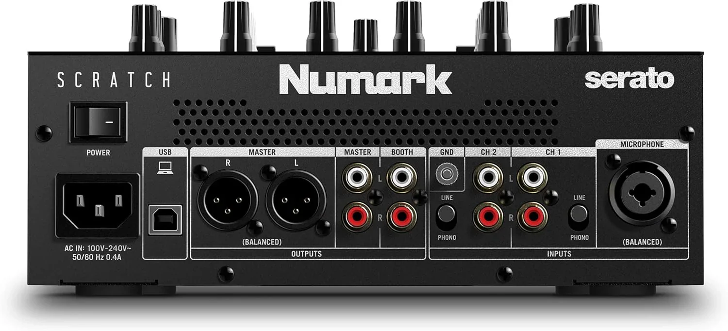 Numark Scratch - Zweikanal DJ Scratch Mixer mit Serato DJ Pro, Innofader Crossfader, DVS-Lizenz, 6 Direktzugriffseffektw?hlern und Performance Pads