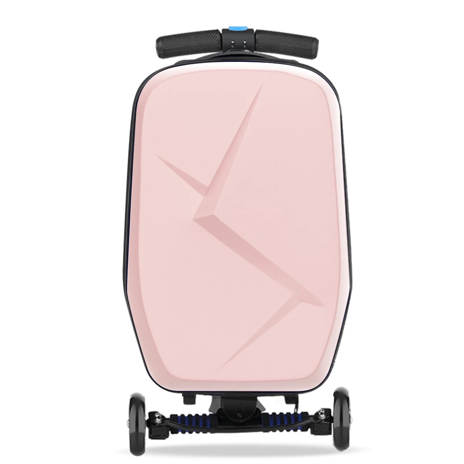 Advwin Scooter Luggage for Kids & Adults, Hardside Ride on Suitcase for Kids Ages 4-15 Multifunctional Lightweight Foldable Carry on Luggage with Wheels Ride on for Children Teenagers, Pink