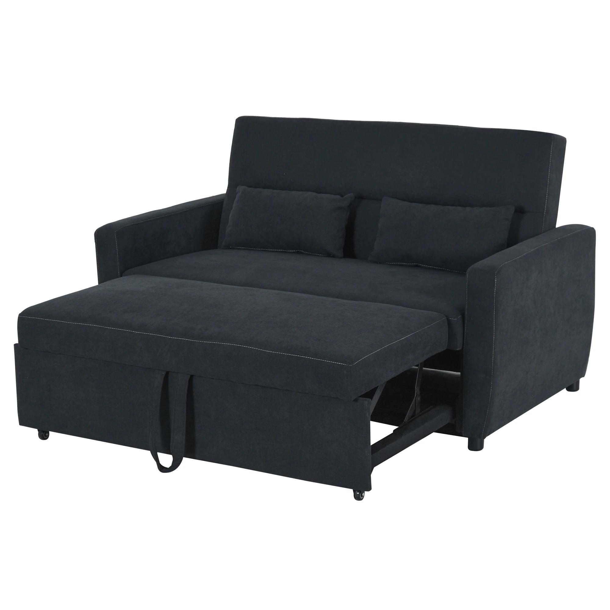 HOMCOM slaapbank, opklapbare bank, 2-zits stoffen bank, slaapbank, bank met slaapfunctie, bankstel, verstelbare hoek 148 x 82 x 89 cm