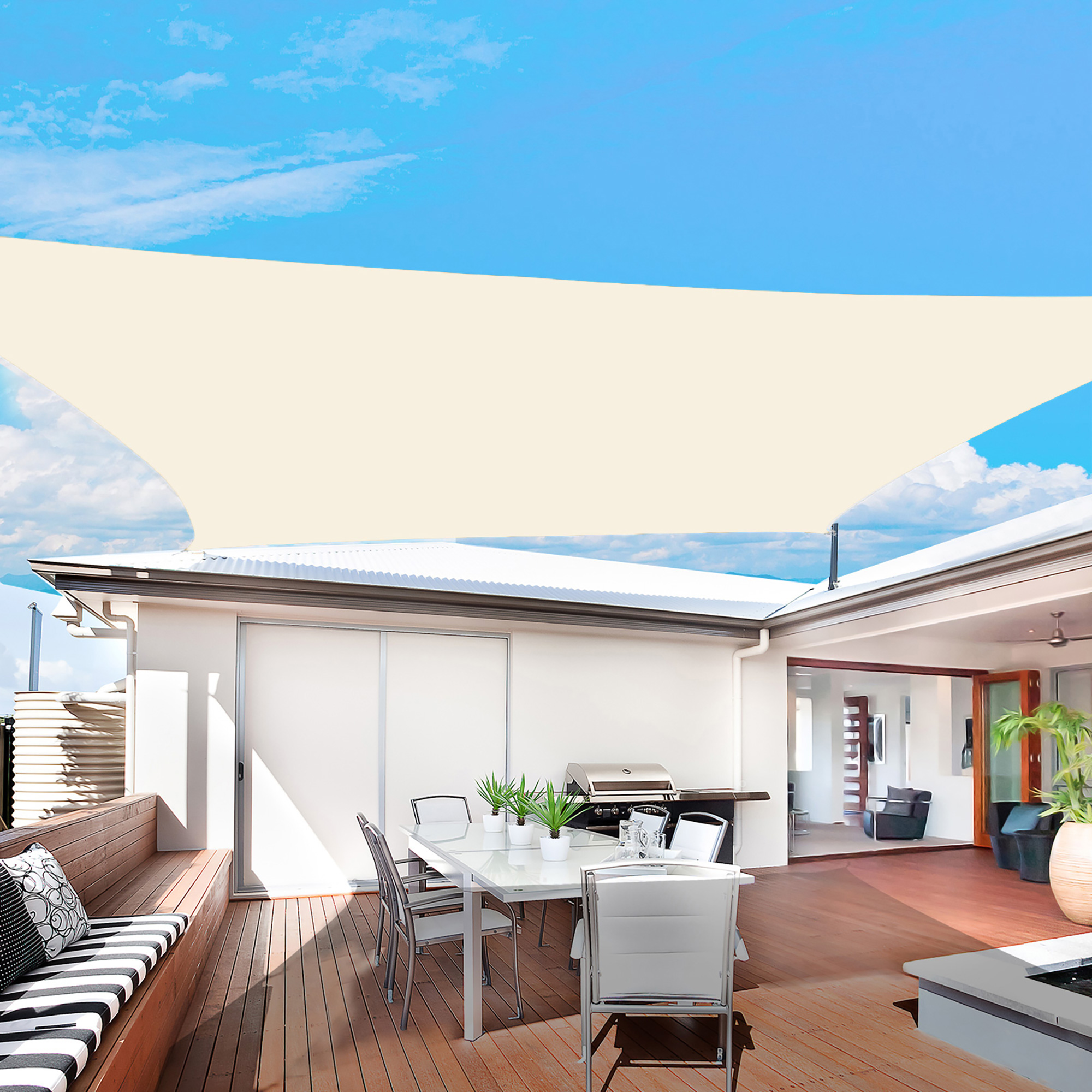 Outsunny® Sonnensegel - Maße: 4x6m | Farbe: Creme | Stoffe: 185g/m² HDPE