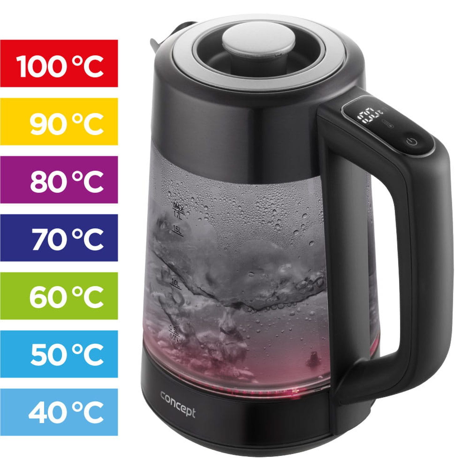 Wasserkocher RK4195 Glas-Wasserkocher mit Temperaturregelung