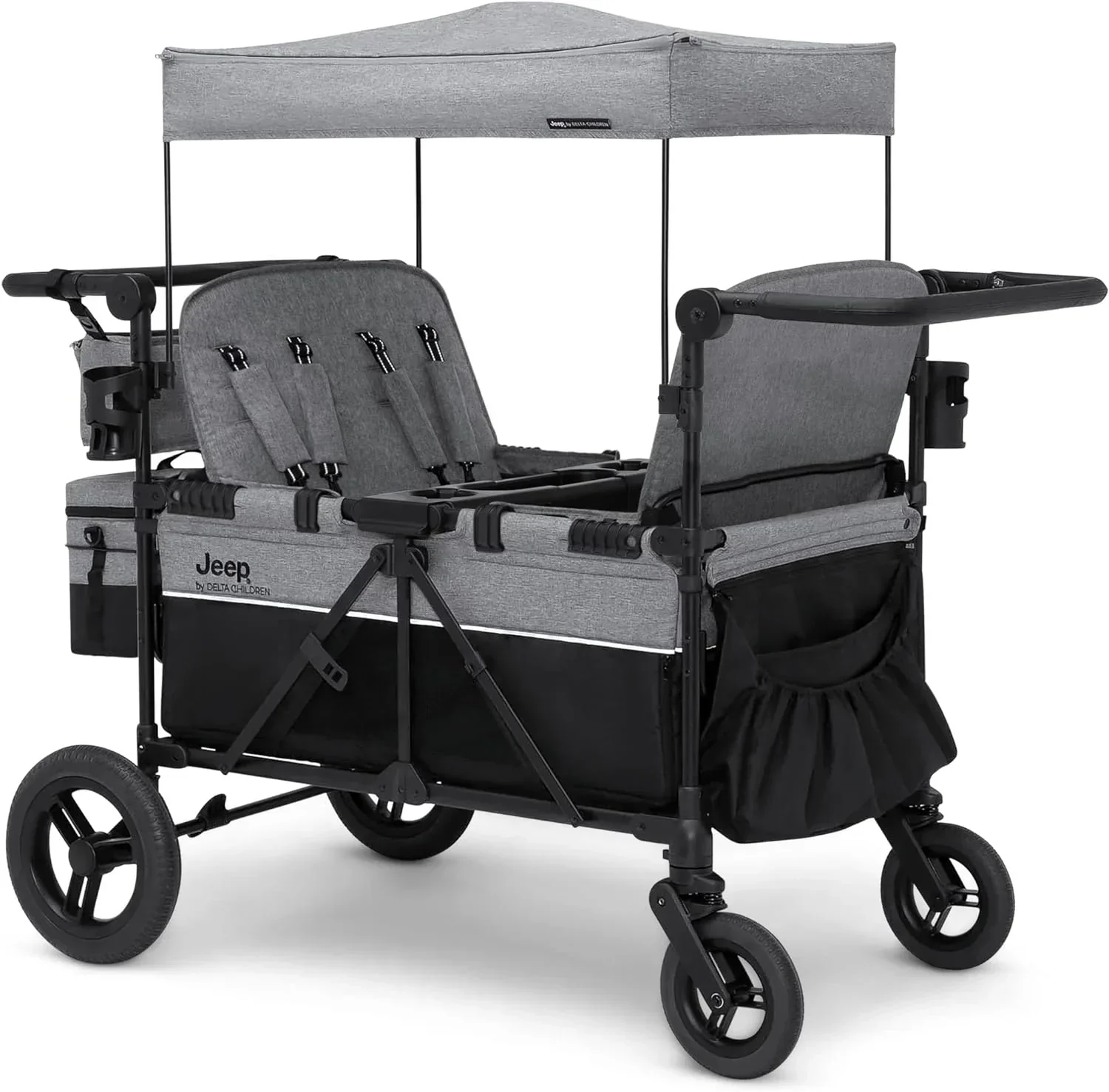 Jeep Wrangler Deluxe 4 Seater Stroller Wagon by Delta Children Premium Quad Stroller Wagon