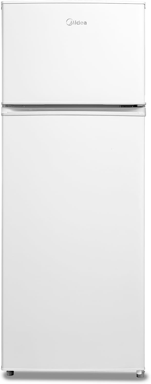 Midea MERT210FGE01 Frigo-congelatori doppia porta 204 L, Congelatore da Montare in Alto, 176kWh/annum, controllo della temperatura regolabile, Luce LED, Bianco