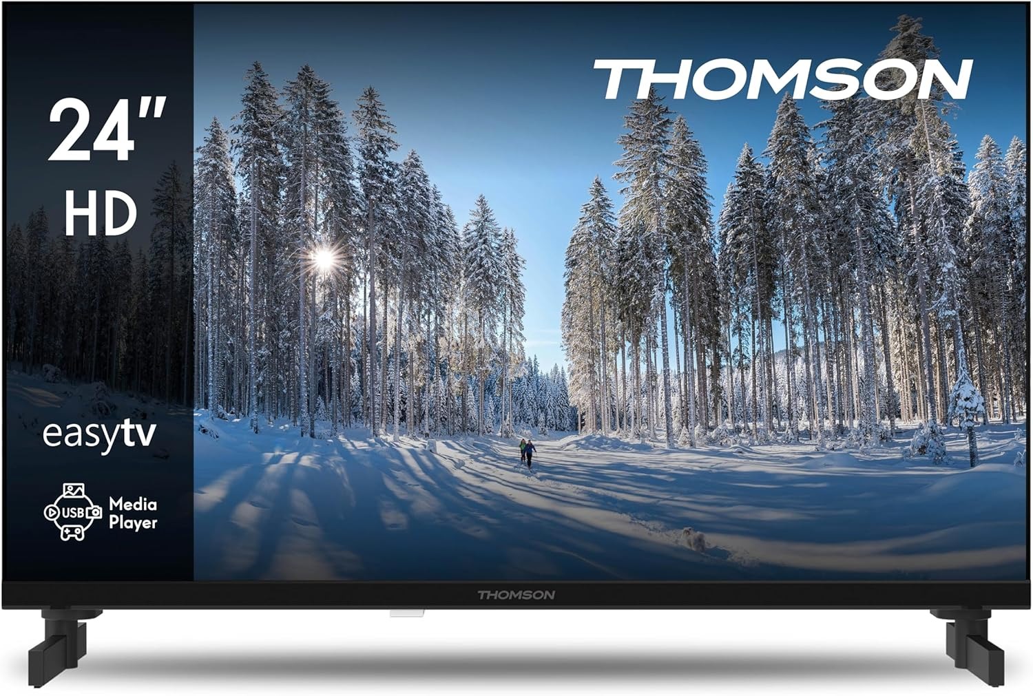 Thomson TV 24 Pollici (60 cm) HD Easy TV, TV Digitale LED (Non-Smart), Triplo Tuner (DVB-T/T2/C/S/S2), Dolby Audio, Modalità Hotel, Lettore Multimediale, Telecomando Retroilluminato, 3x HDMI