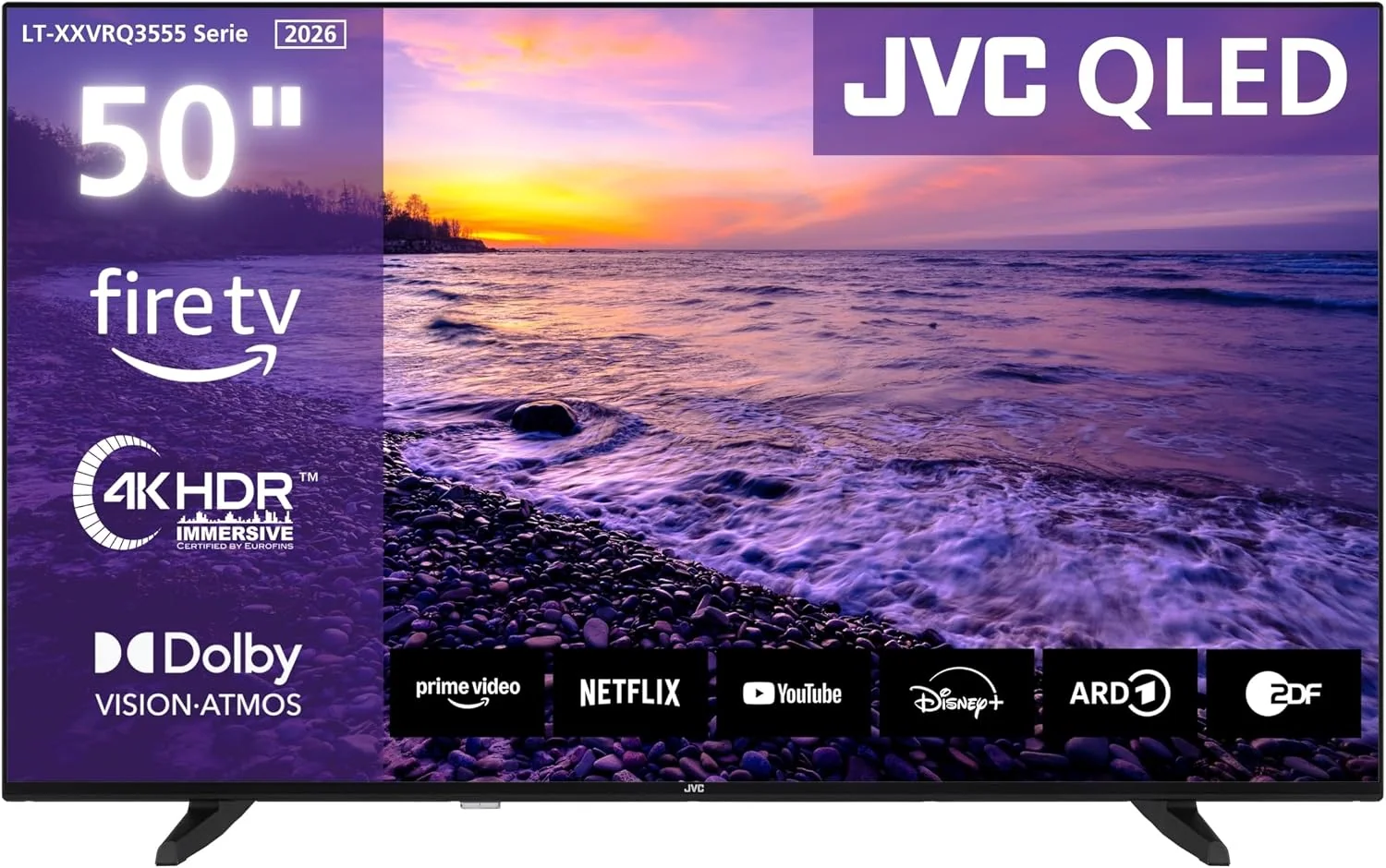 JVC LT-50VRQ3555 QLED Fernseher 50 Zoll Fire TV 4K UHD Auflösung Smart TV