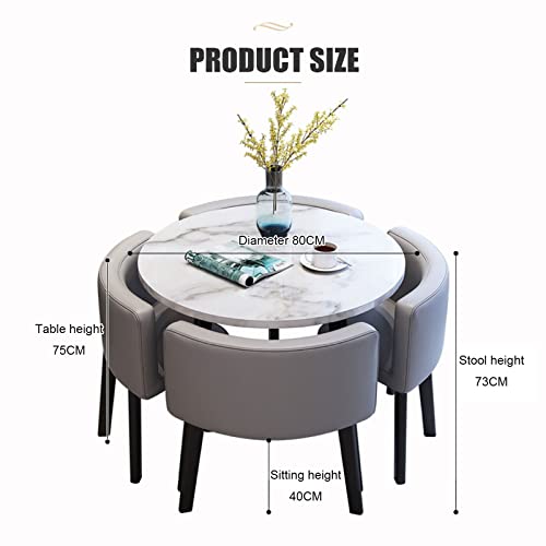 Set tavolo rotondo e sedia per negoziazione aziendale ufficio reception 80 cm tavolo con 4 sedie per casa, camera da letto, balcone, biblioteca, salotto, caffetteria, sedili in pelle : Casa e cucina