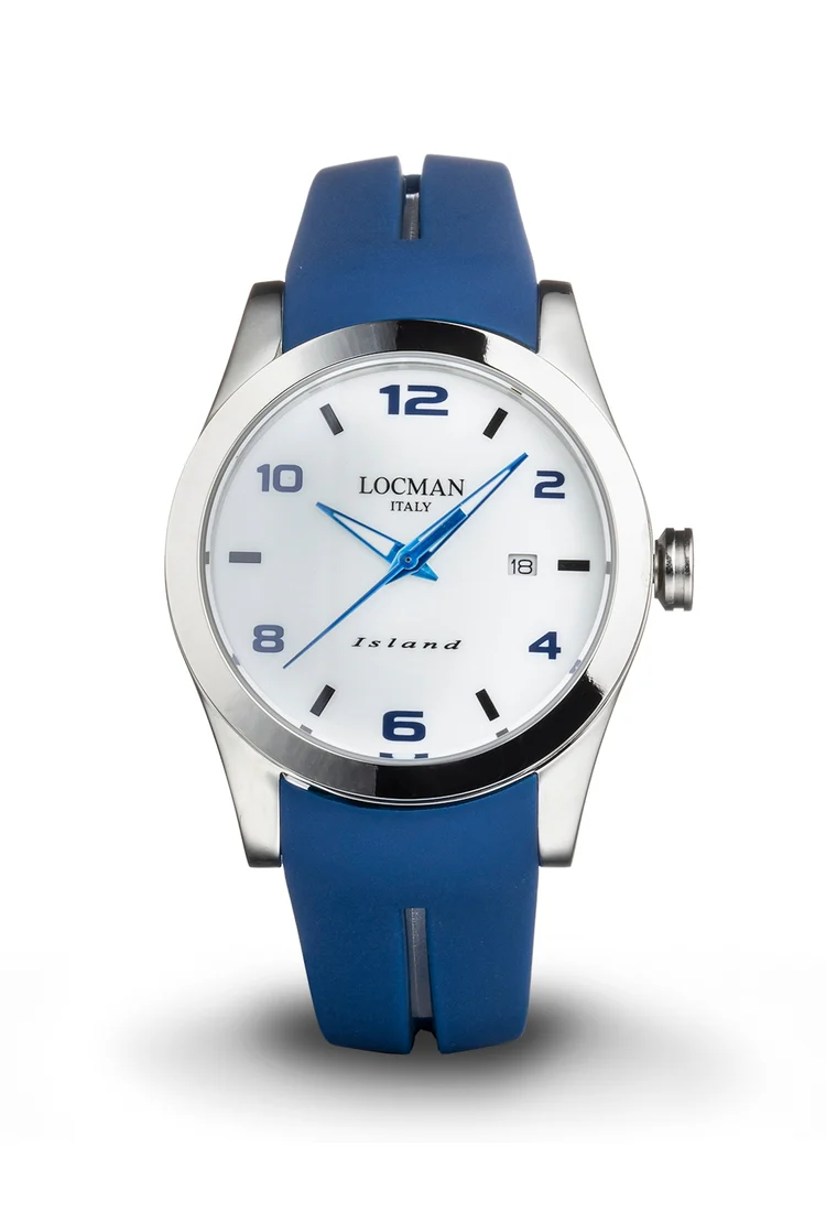 Orologio Locman Island bianco cinturino silicone blu 0613A08S-00WHBLSB