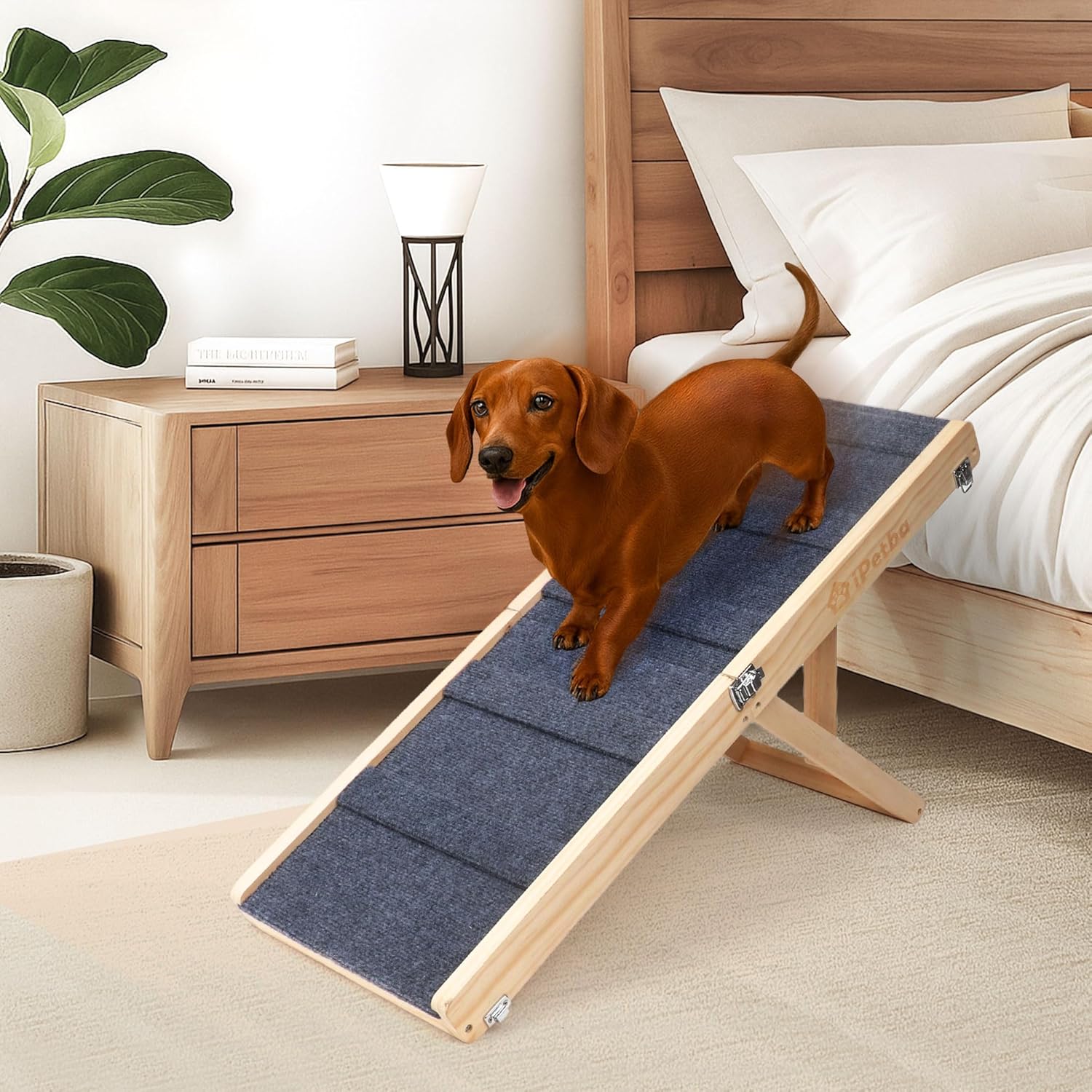 iPetba Rampa per Cani Piccoli, Scaletta per Cani Letto Divano Pieghevole e Regolabile 53 cm