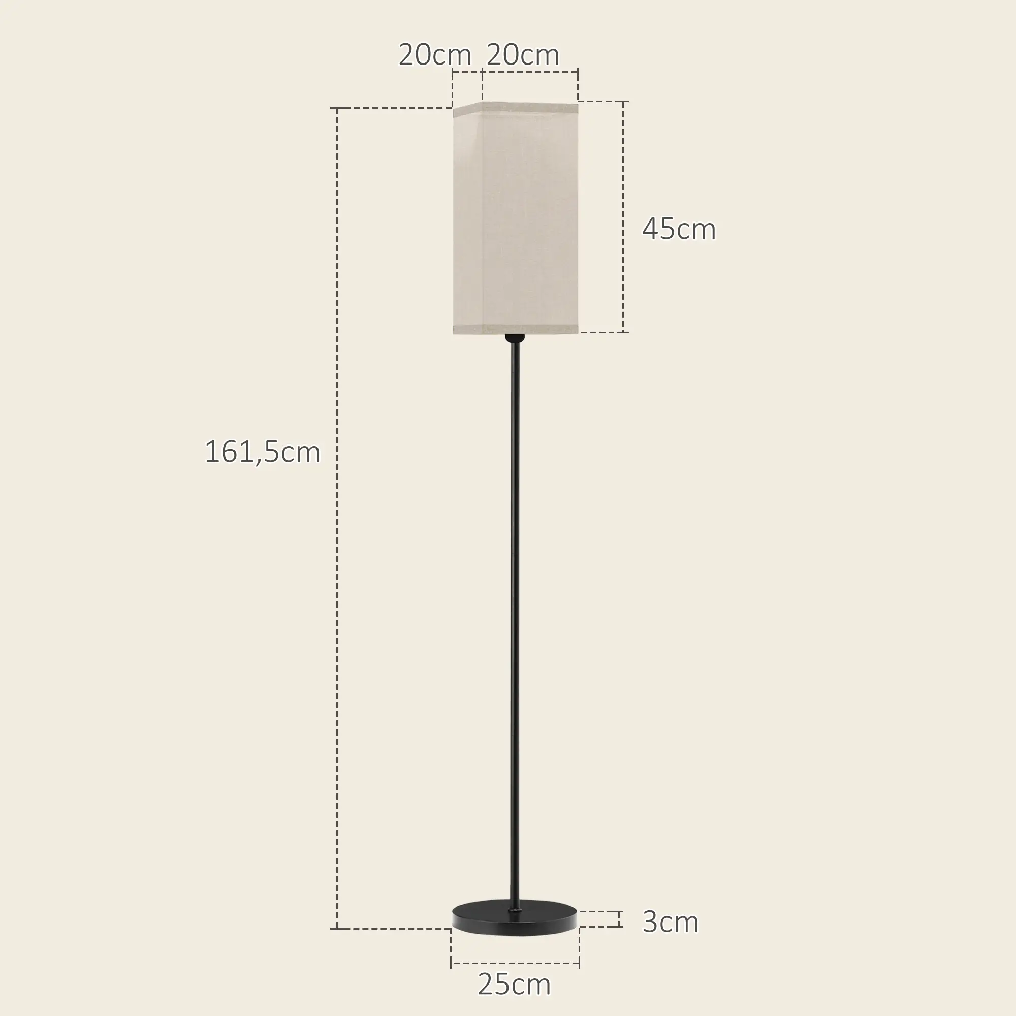 HOMCOM Stehlampe mit Fußschalter und Leinenoptik-Schirm