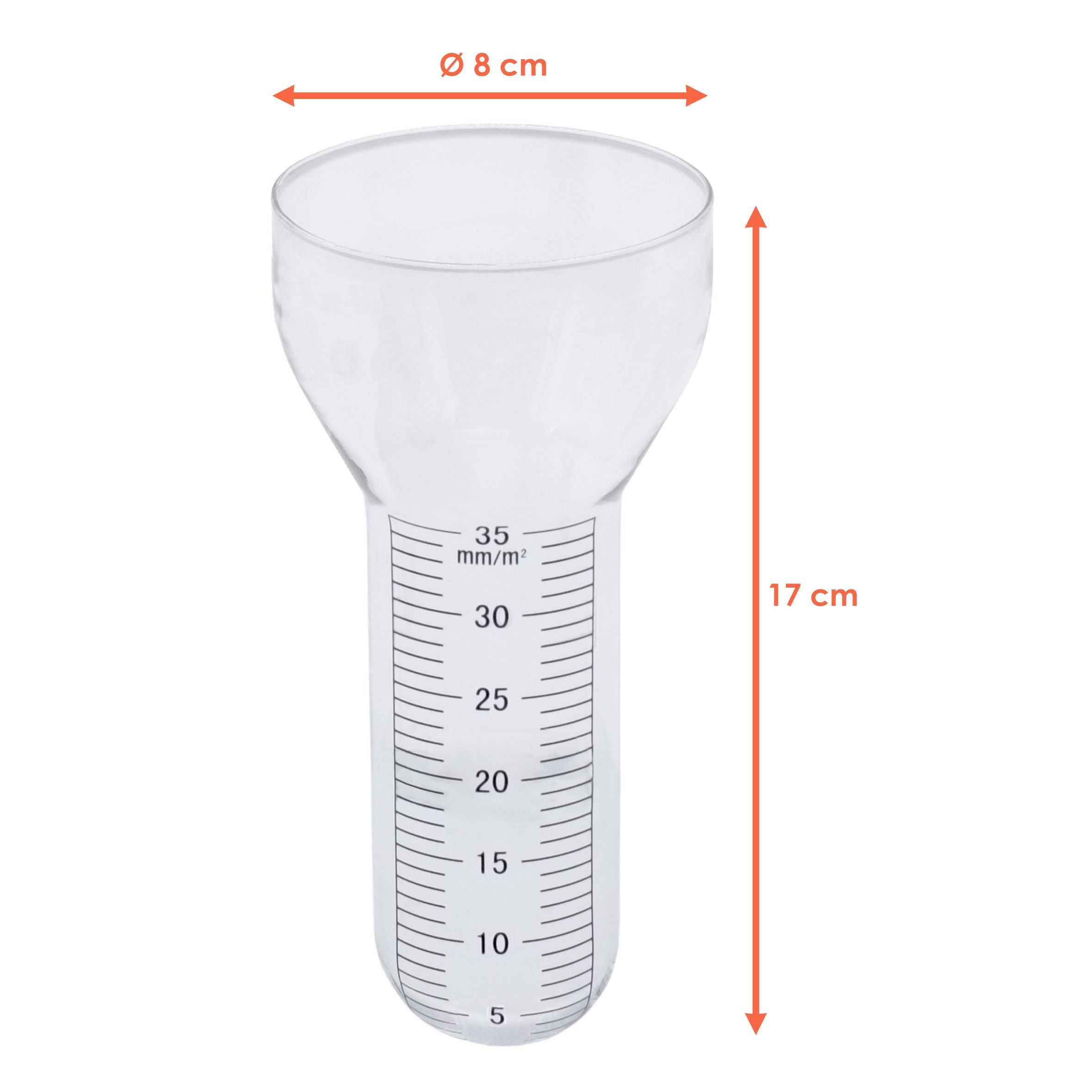 Regenmesser Regenmesser Ersatzglas XXL mit Skala - 17 x 8 cm