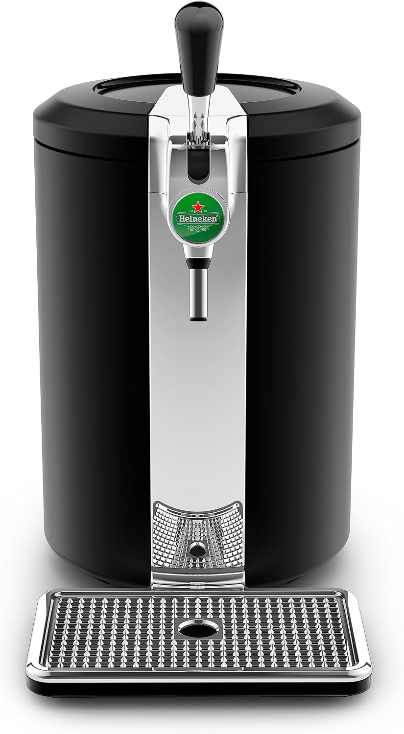 Krups Beertender - Macchina per birra a pressione, fusti da 5 l, marca Heineken, indicatore luminoso, temperatura e schiuma perfette, birra fresca, facile installazione, compatta nera VB450E10