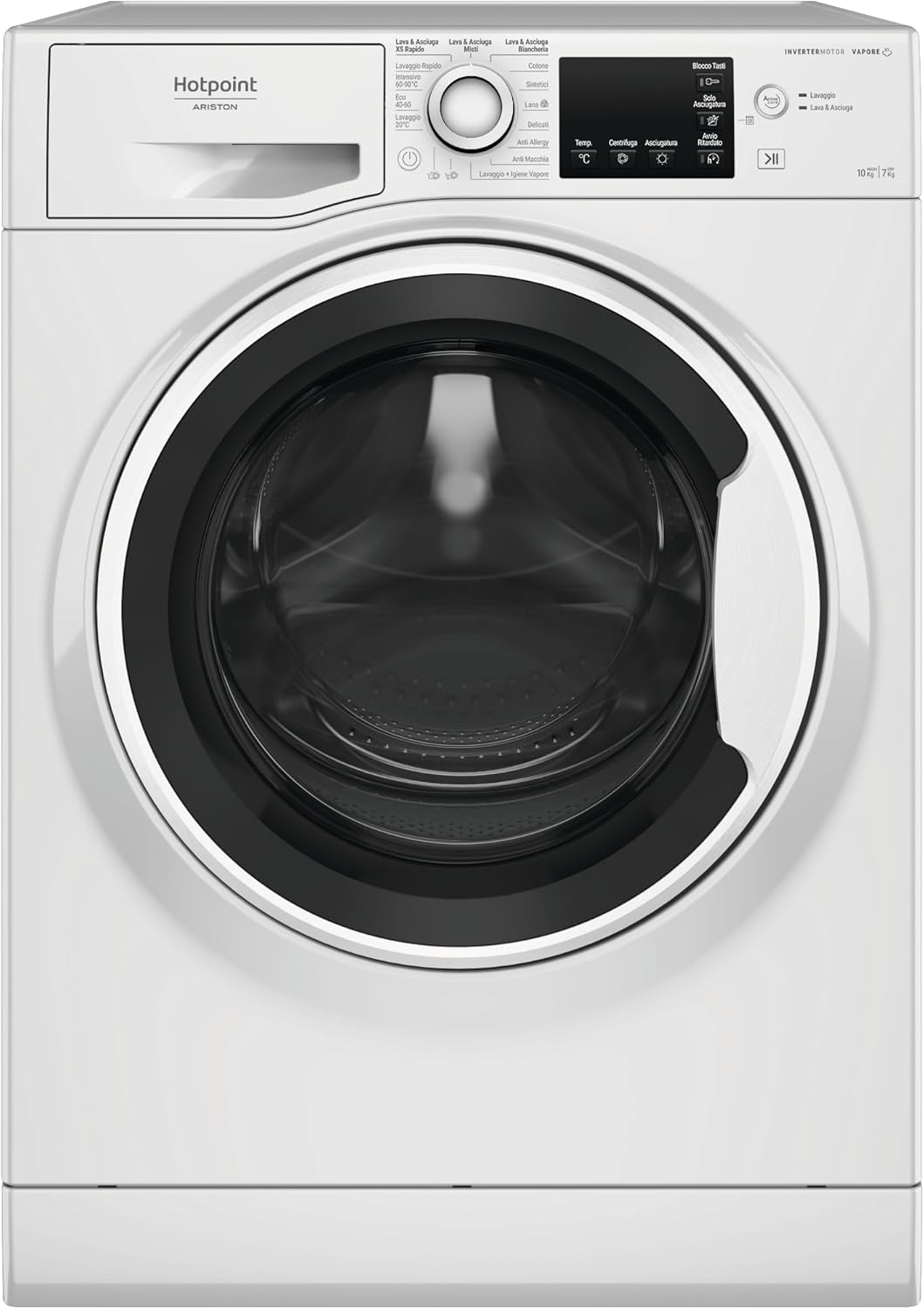 Hotpoint ARISTON Lavasciuga Libera Installazione NDB 10736 WA IT, 10+7 Kg, classe D, 1400 giri, Inverter