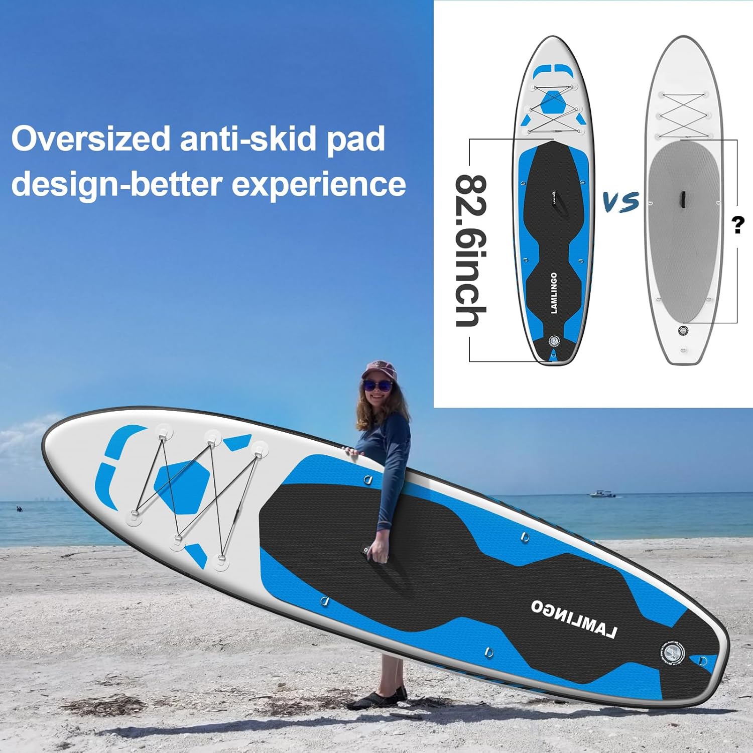 Rolimate Tavola da SUP 320×82×16cm SUP Gonfiabile, capacità di Carico di 200kg, Stand Up Paddle Board, ISUP Tavola da Surf con Pompa ad Aria, Pagaia Regolabile, Linea Sicurezza