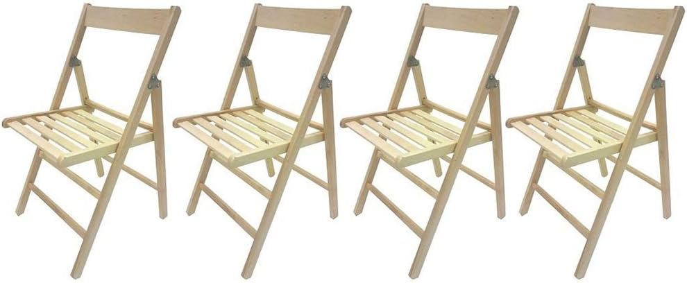 4 SEDIE PIEGHEVOLI BIRRERIA SEDIA IN LEGNO FAGGIO RICHIUDIBILE COMODA PER CAMPEGGIO CASA GIARDINO COLORE NATURALE