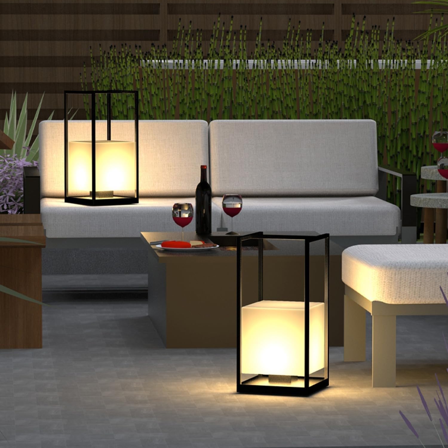IP65 wasserdichte und verdrahtete Außenlaterne, 3000 K, warmweiß, Gartenlichter, modernes tragbares Standlicht für Hof, Veranda und Wegbeleuchtung (25 cm)
